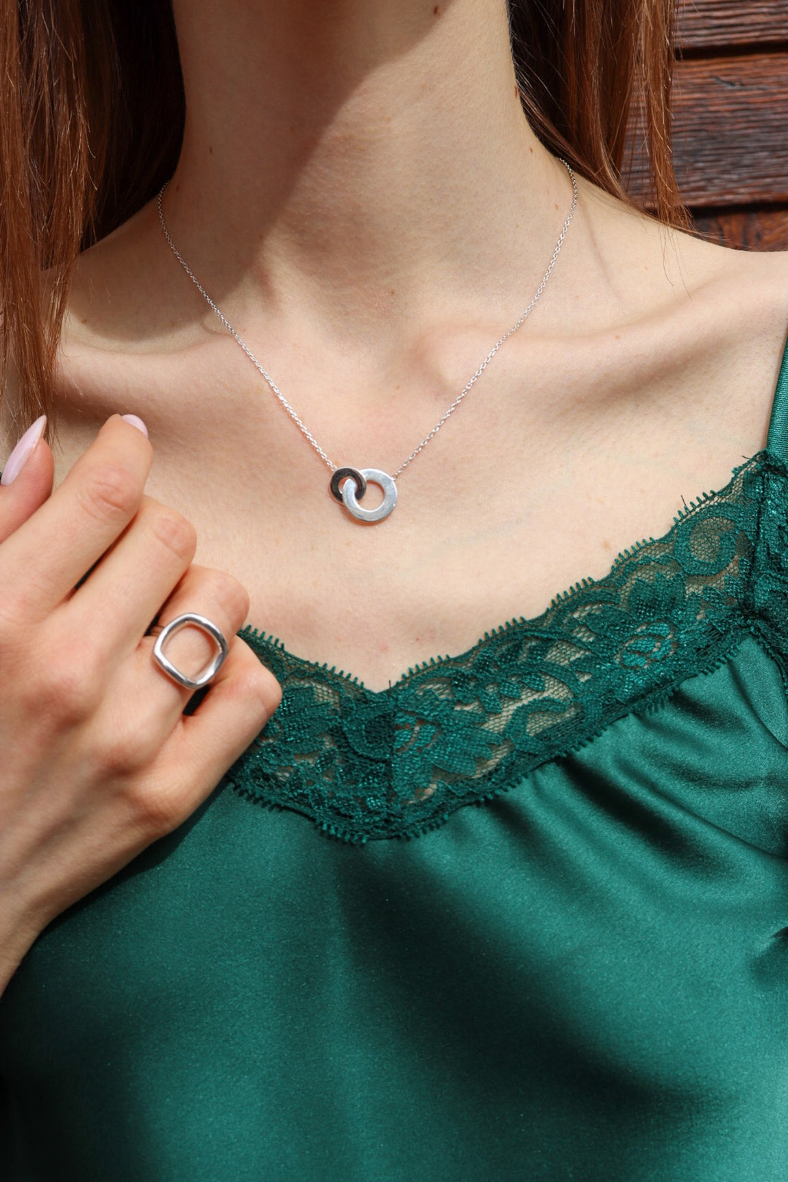 Collier argent - anneaux entrelacés