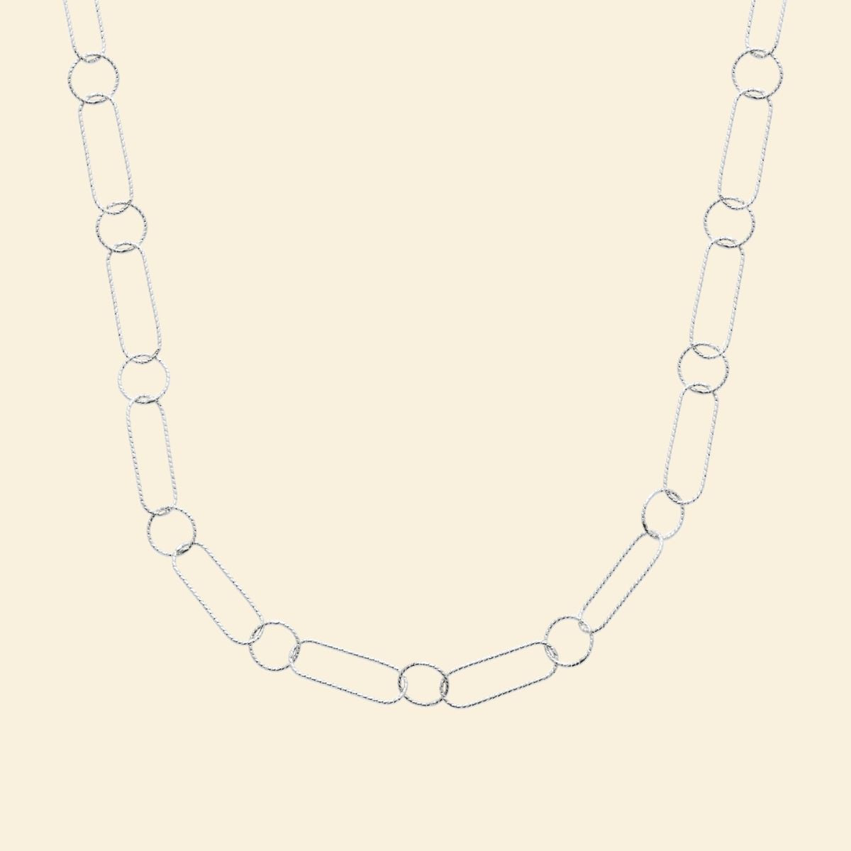 Collier argent rhodié 45cm - mailles ovales
