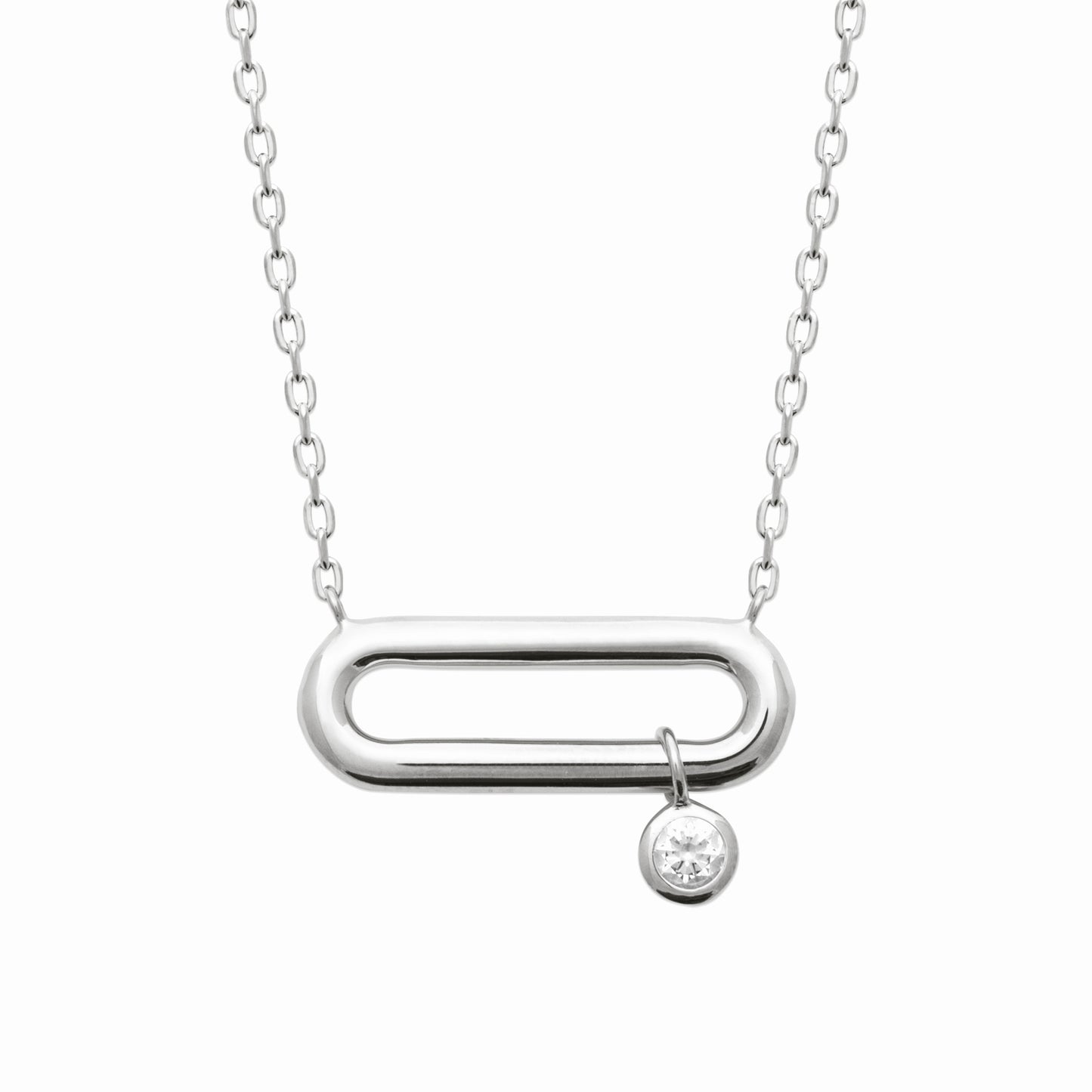 Collier argent rhodié & brillants