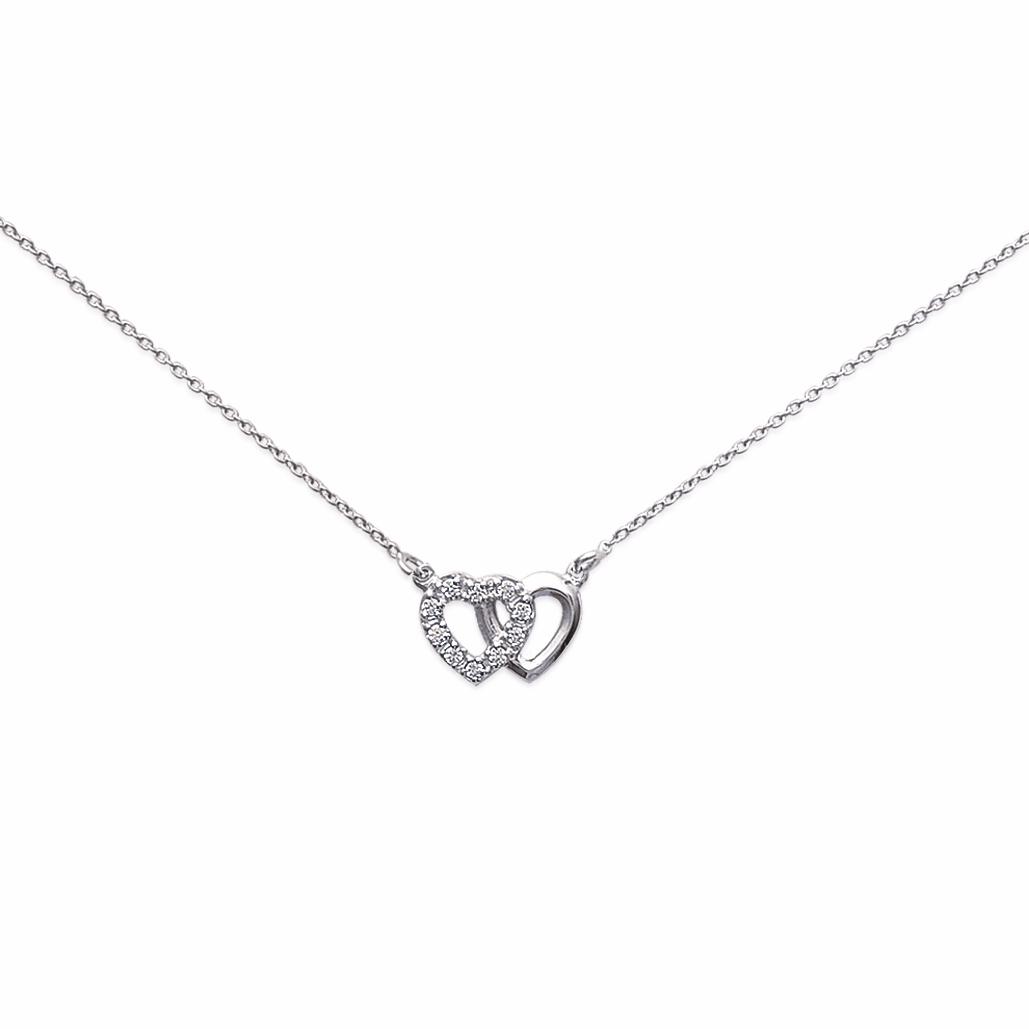 Collier argent rhodié & brillants
