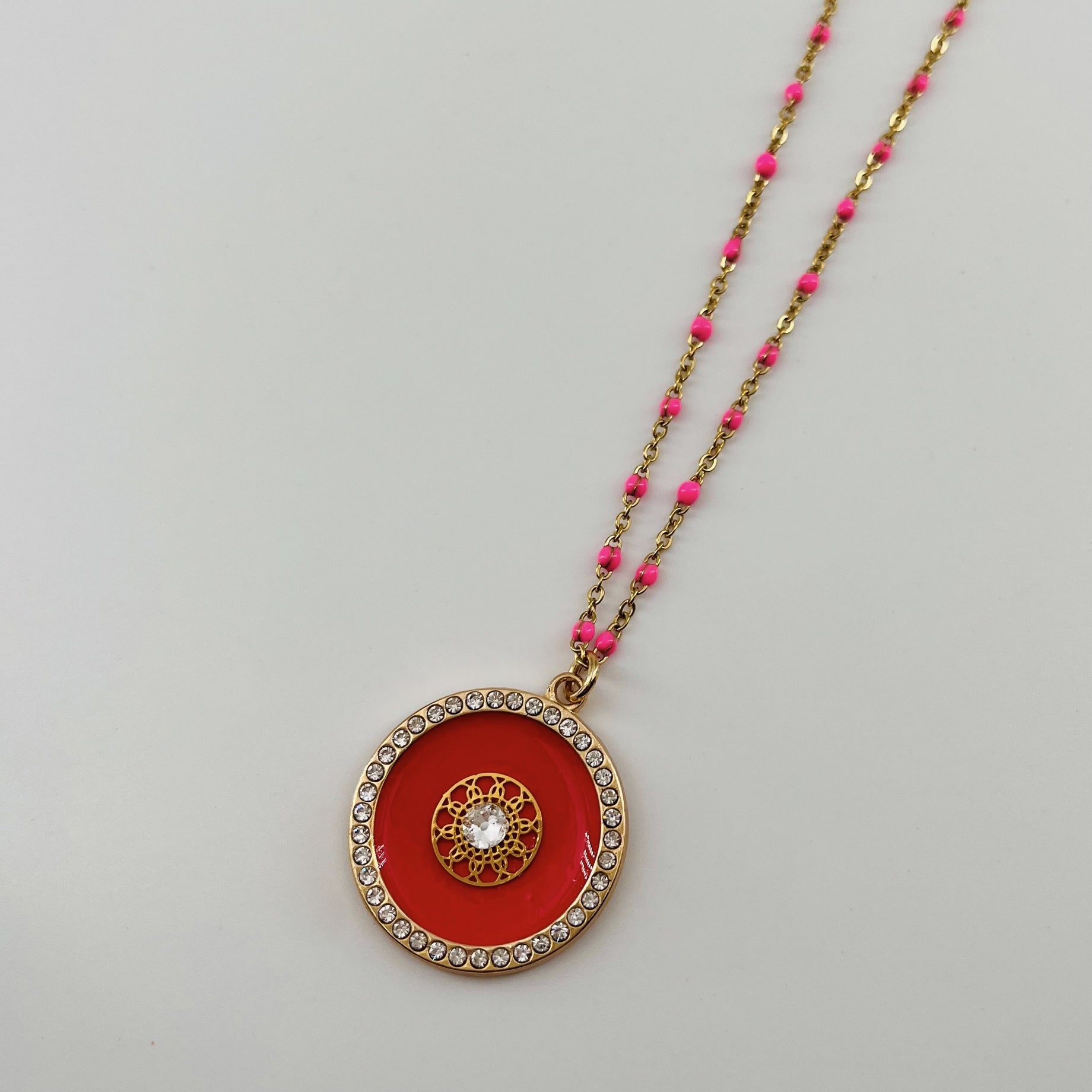 Collier claudia pm doré - émaillé à chaud FRAMBOISE