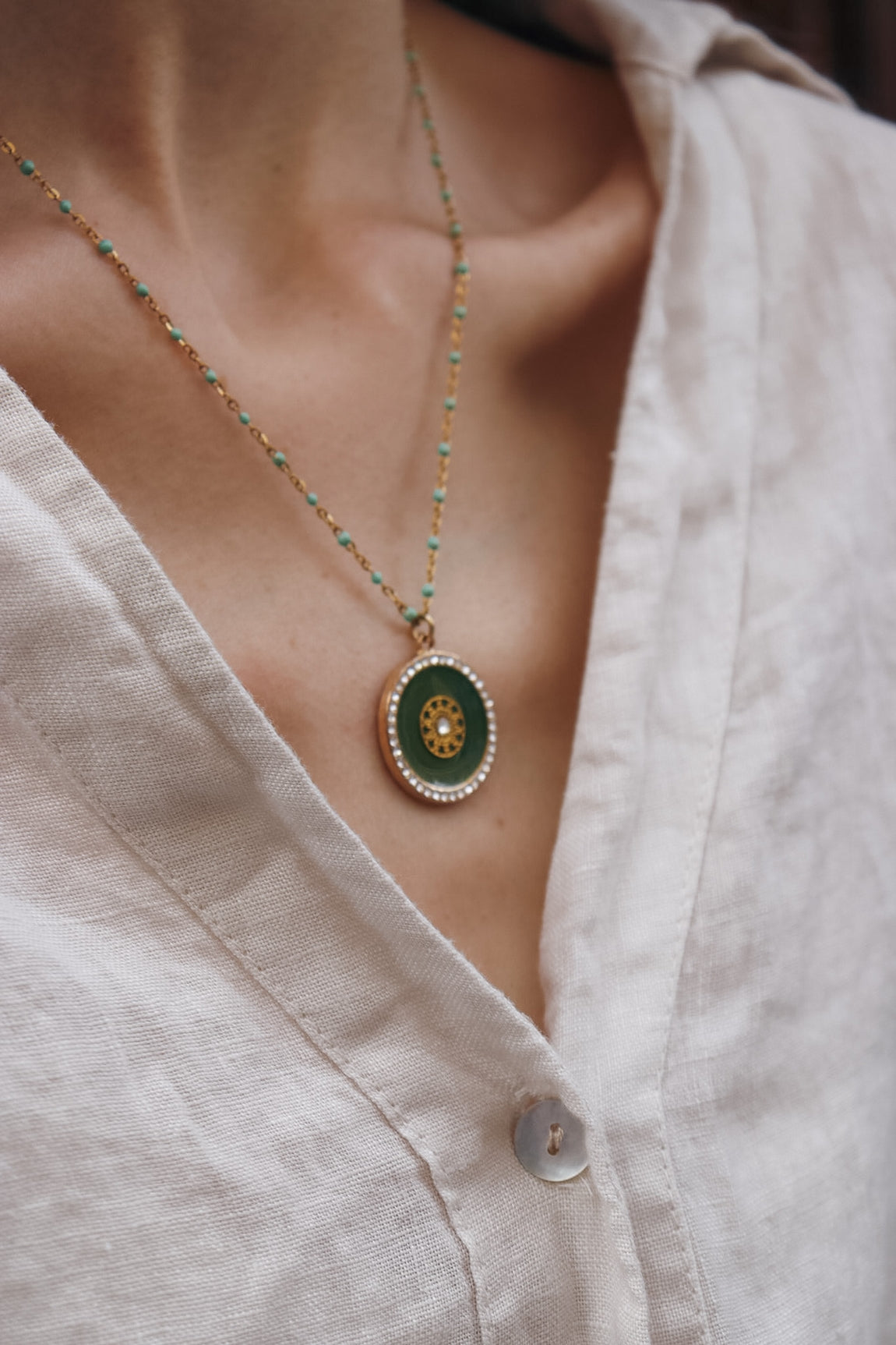 Collier claudia pm doré - émaillé à chaud KAKI