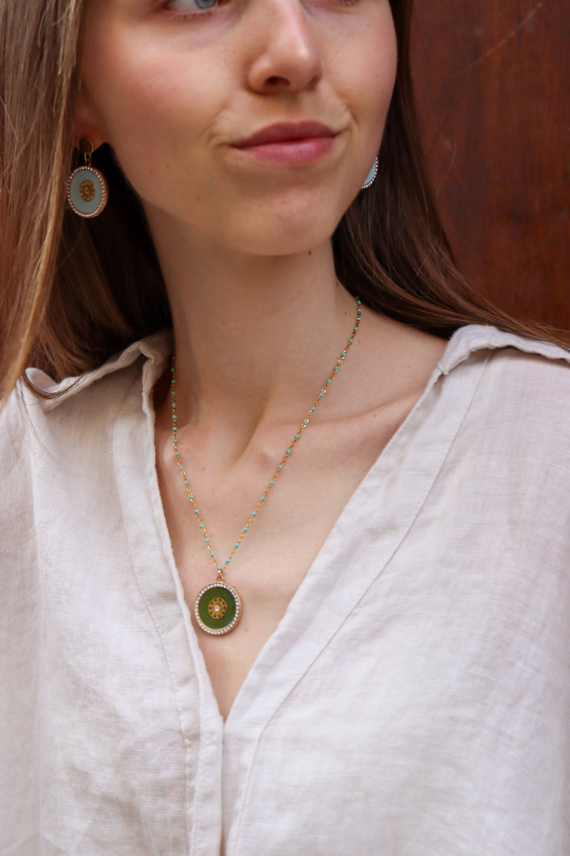 Collier claudia pm doré - émaillé à chaud KAKI