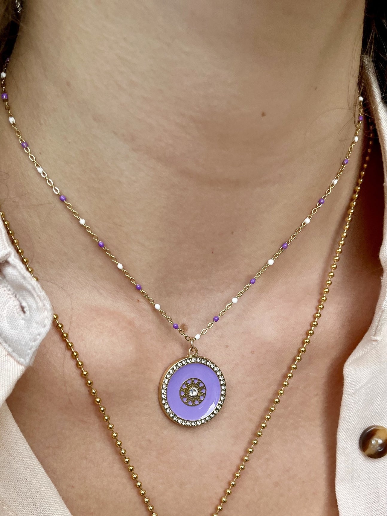 Collier claudia pm doré - émaillé à chaud PARME