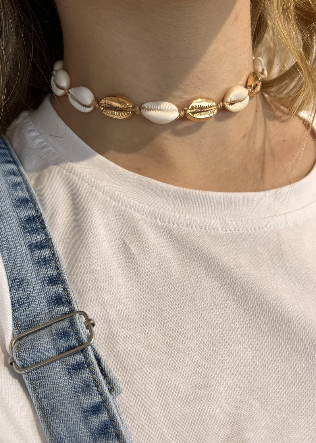 Collier coquillage doré - ras du cou IVOIRE