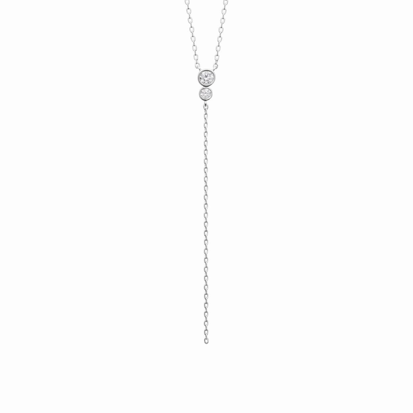 Collier cravate argent rhodié & brillants