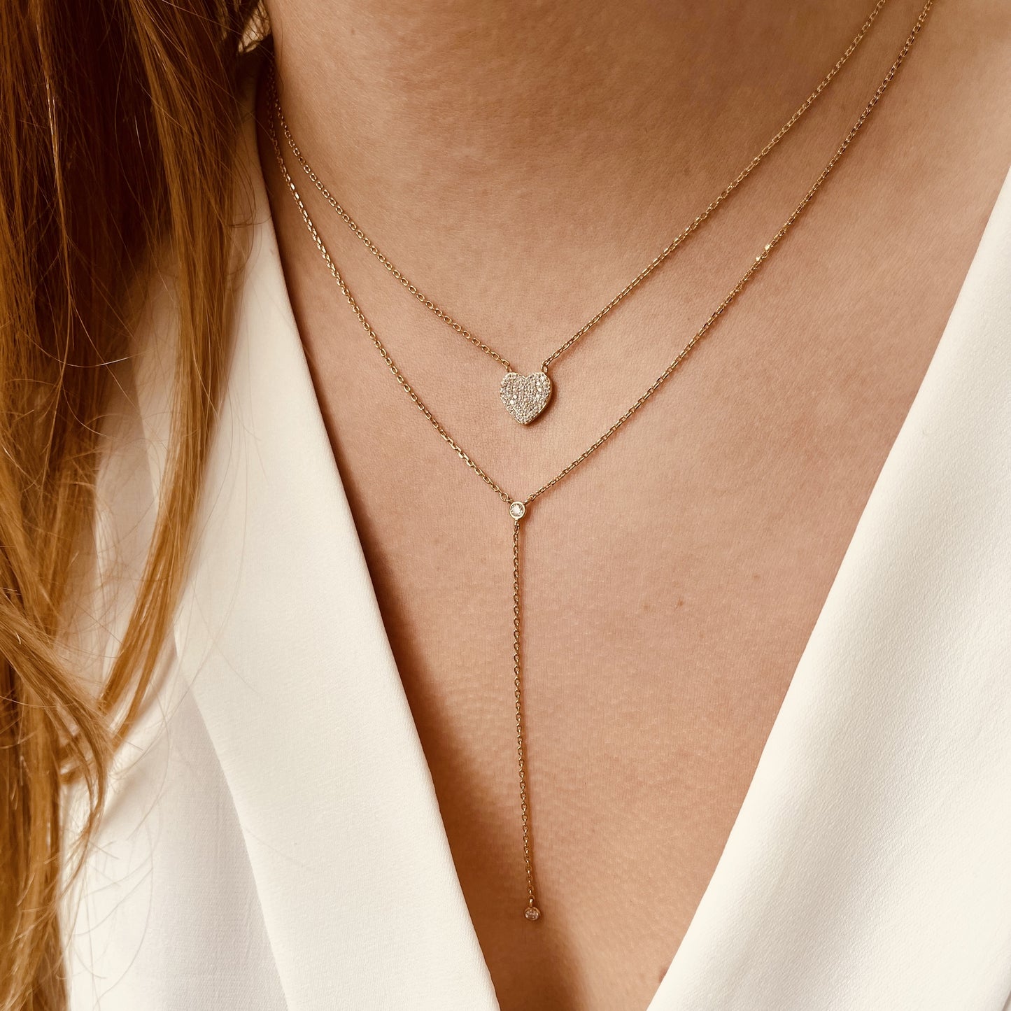 Collier cravate plaqué or & brillants