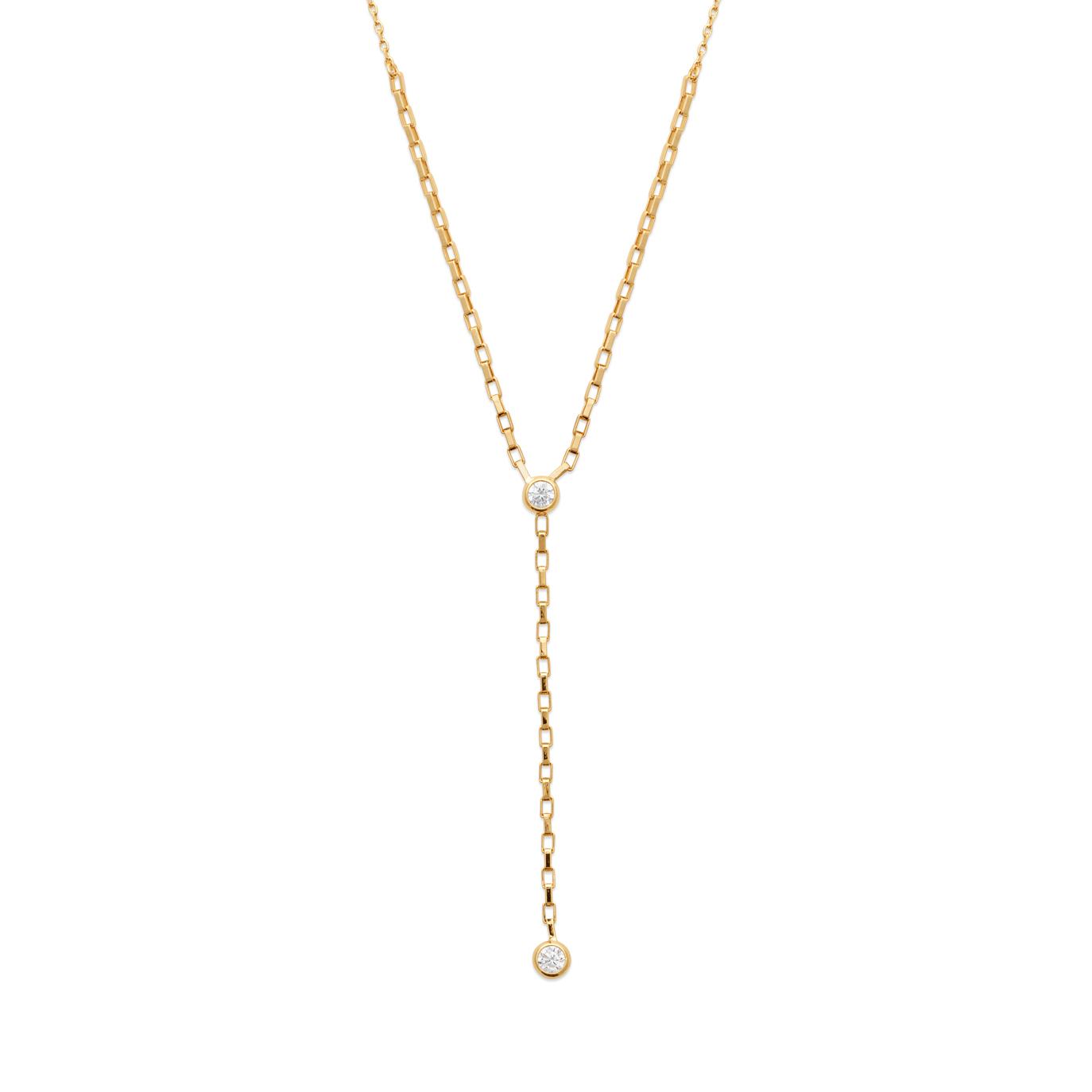 Collier cravate plaqué or & brillants