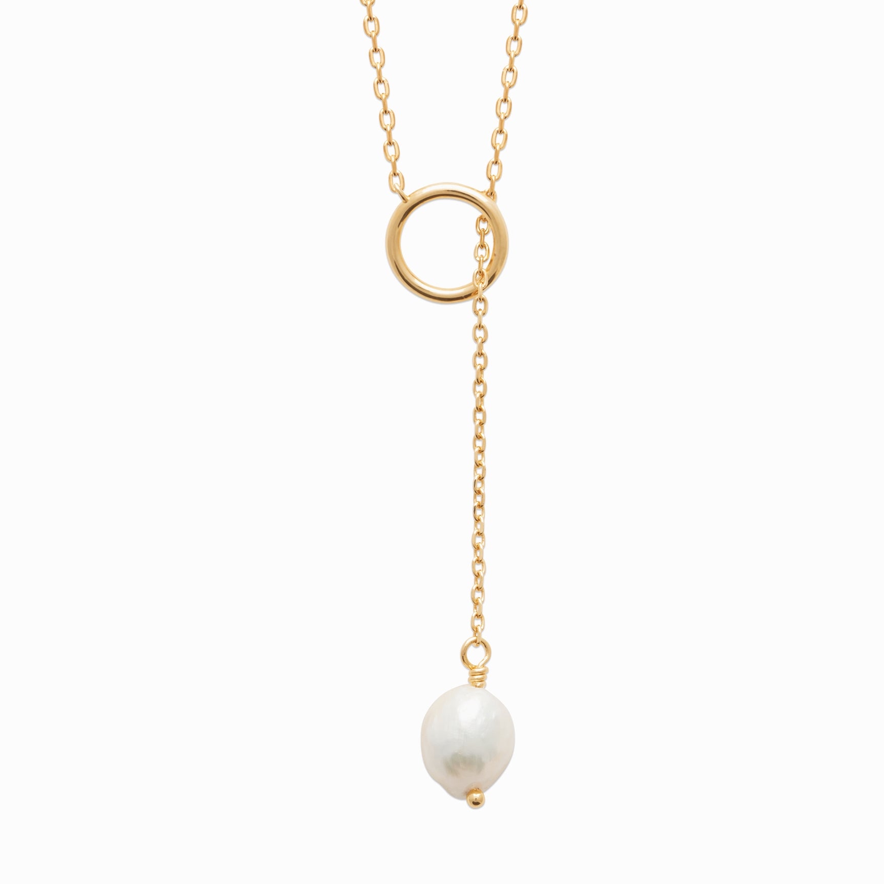 Collier cravate plaqué or & perle de culture