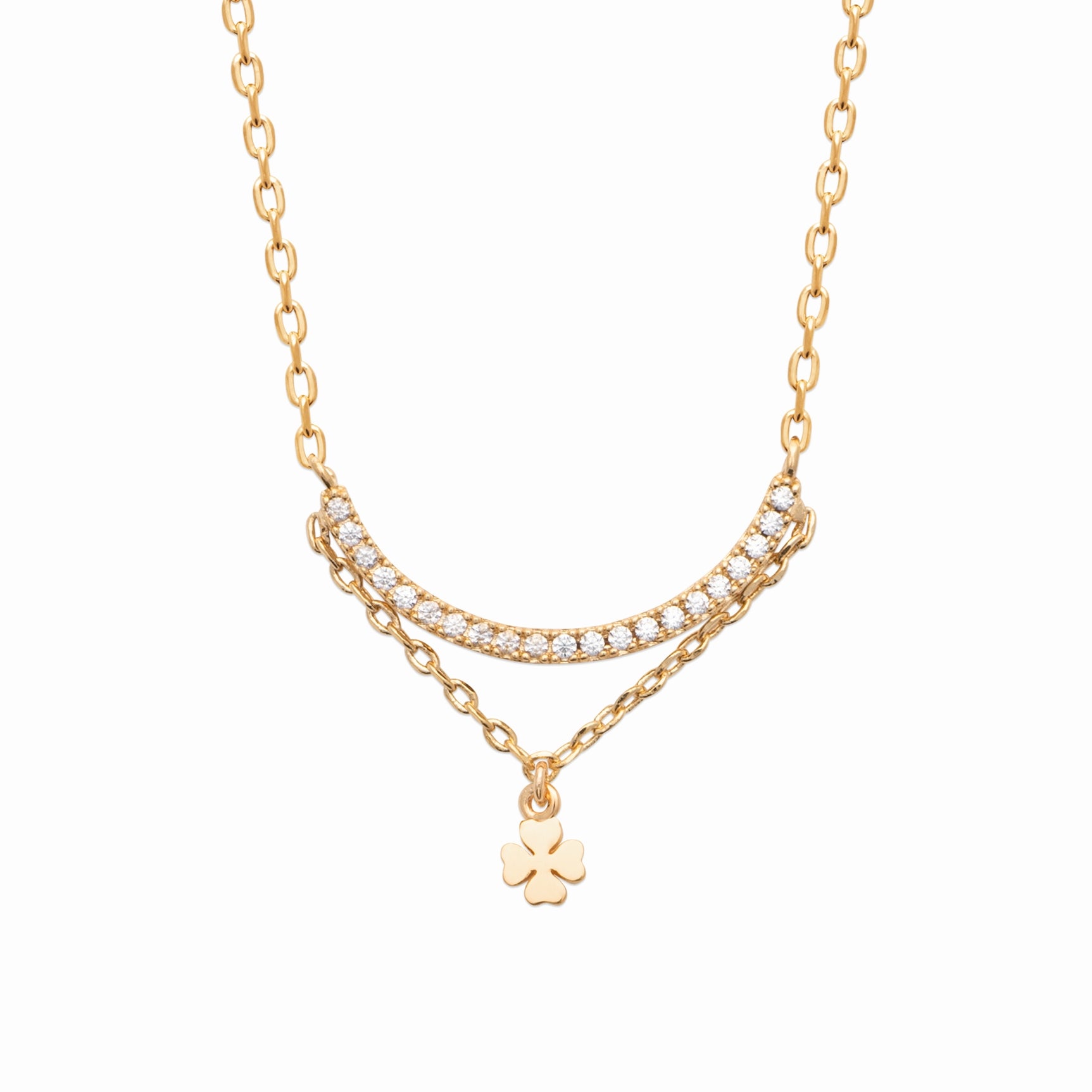 Collier double plaqué or & brillants
