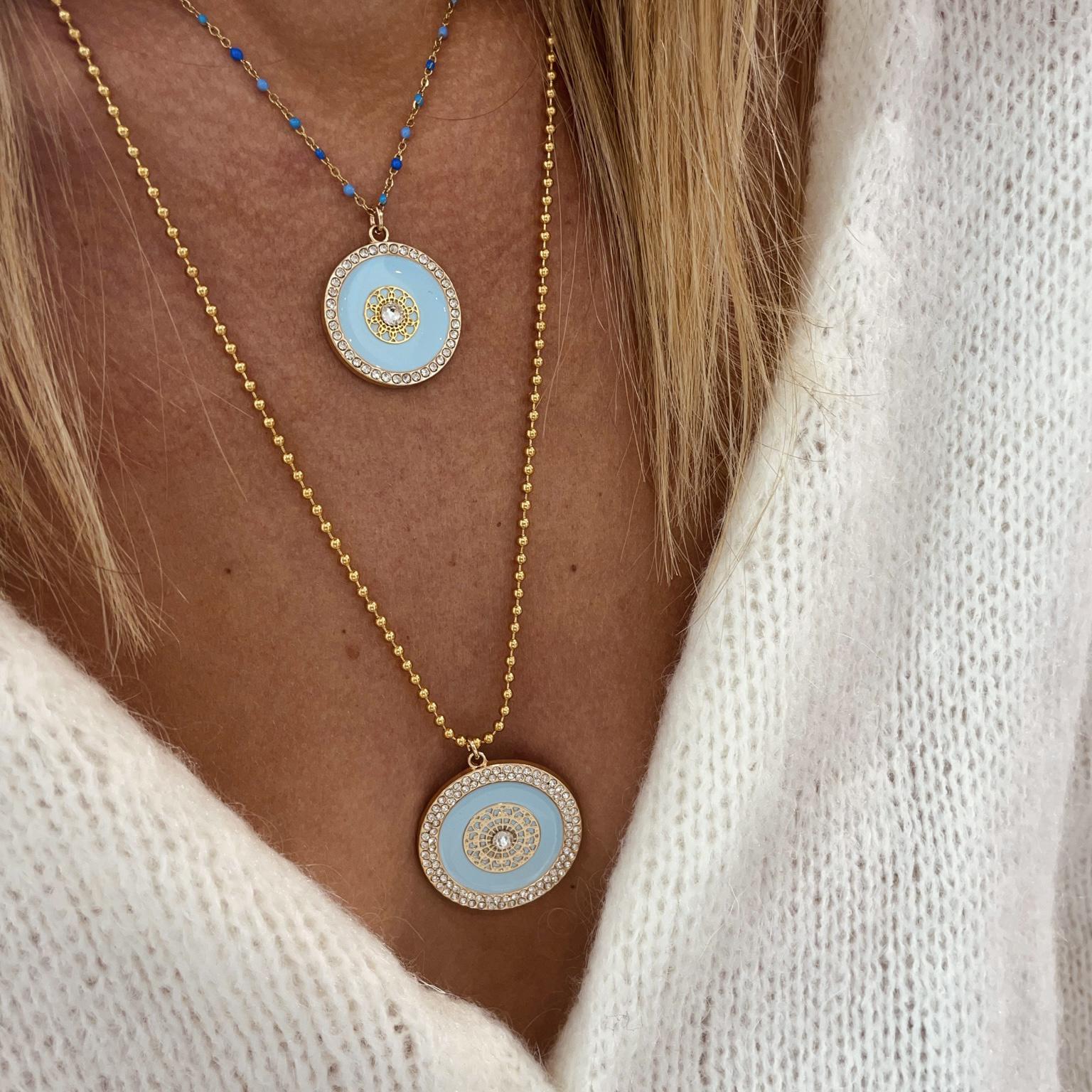 Collier émaillé Claudia - grand modèle doré CIEL