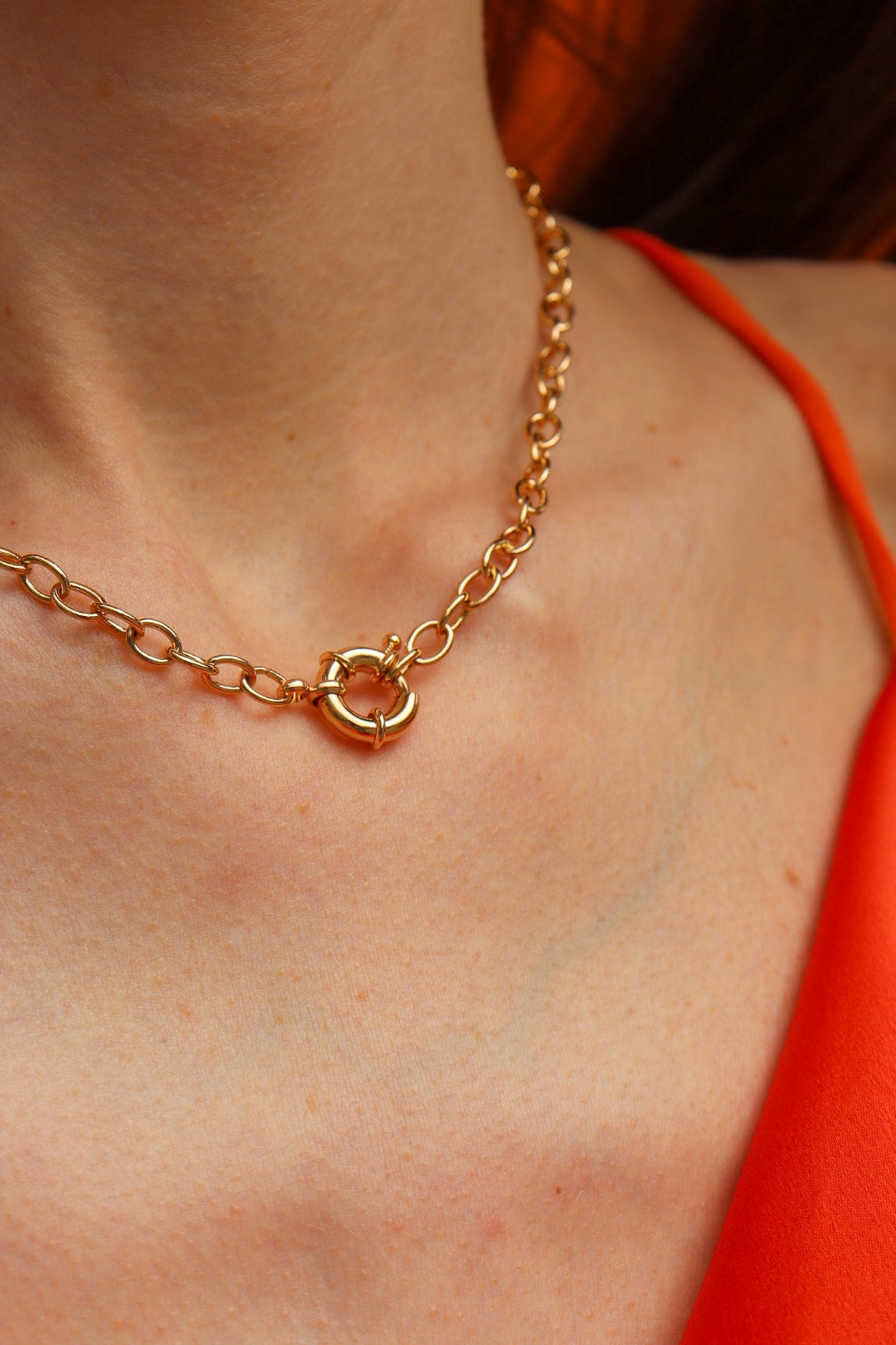 Collier maille ovale chic Plaqué or