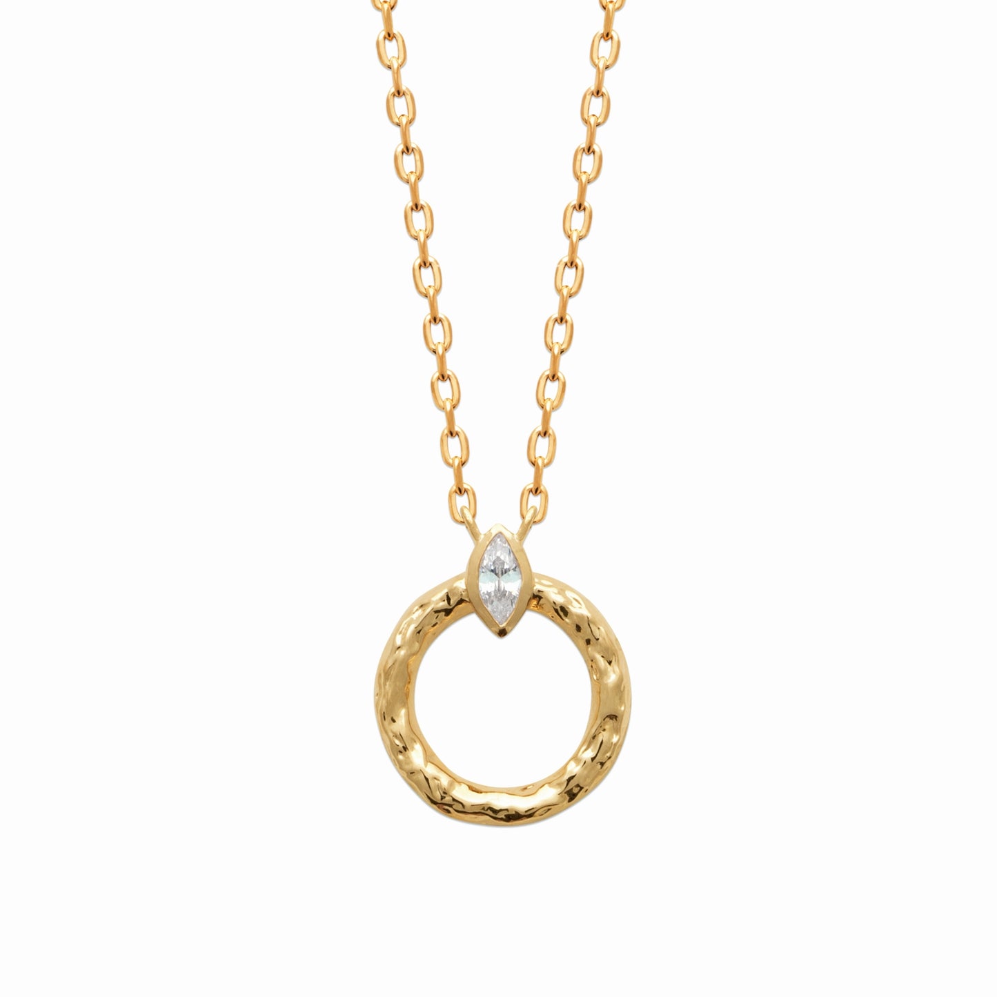 Collier martelé plaqué or & brillants