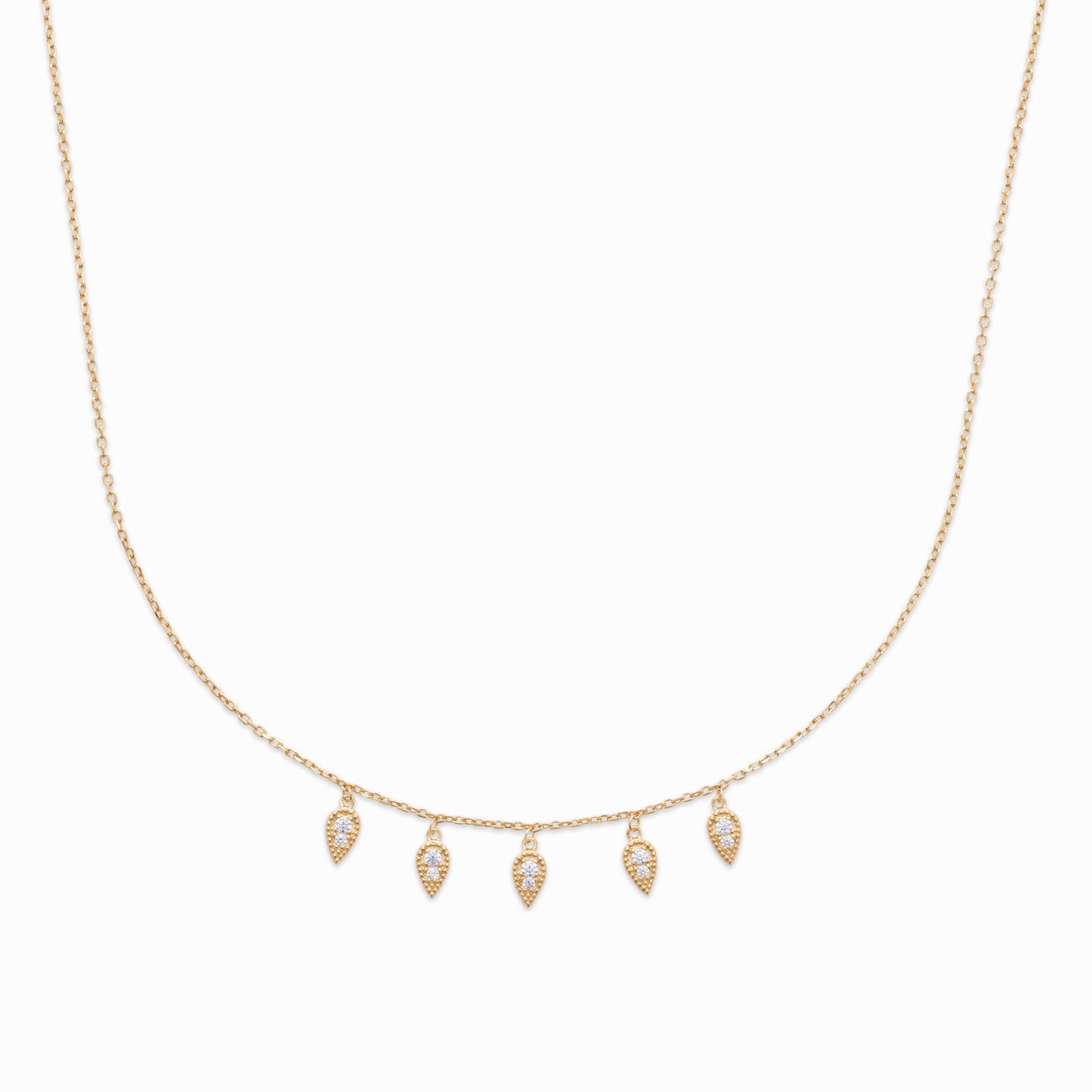 Collier pampilles plaqué or & brillants
