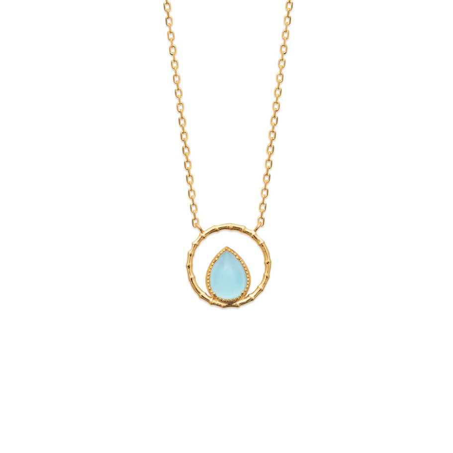 Collier plaqué or agate bleue