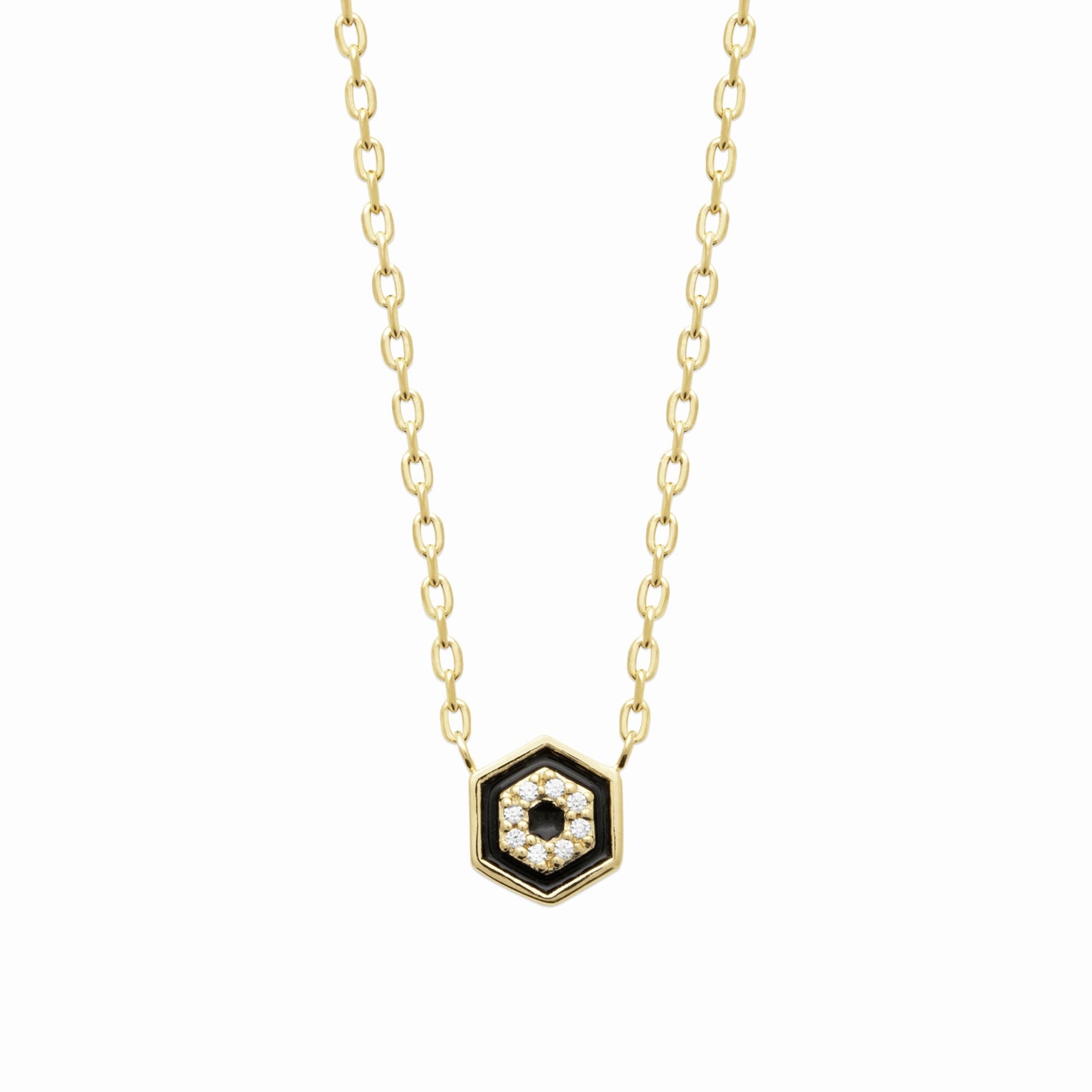 Collier plaqué or émail noir