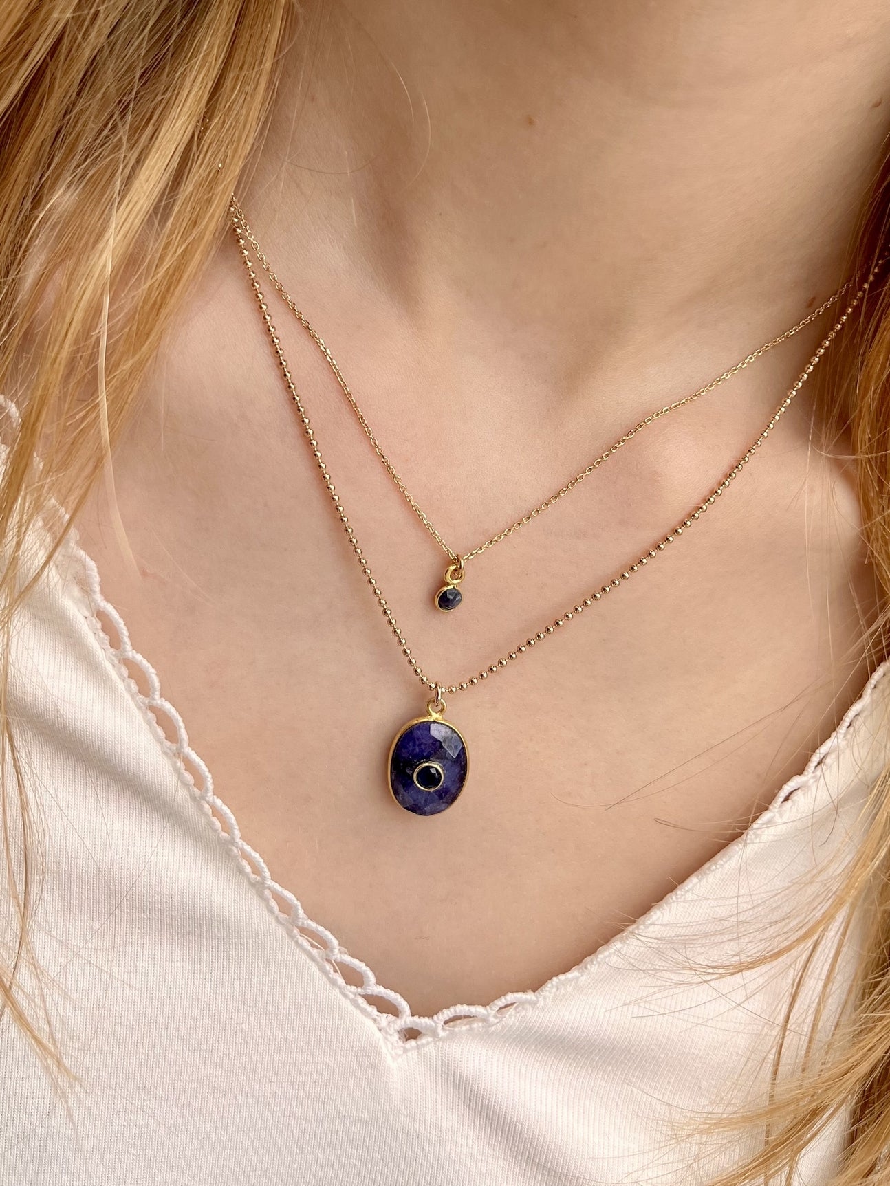 Collier plaqué or julie 11 LAPS/TOPAZE BLEU