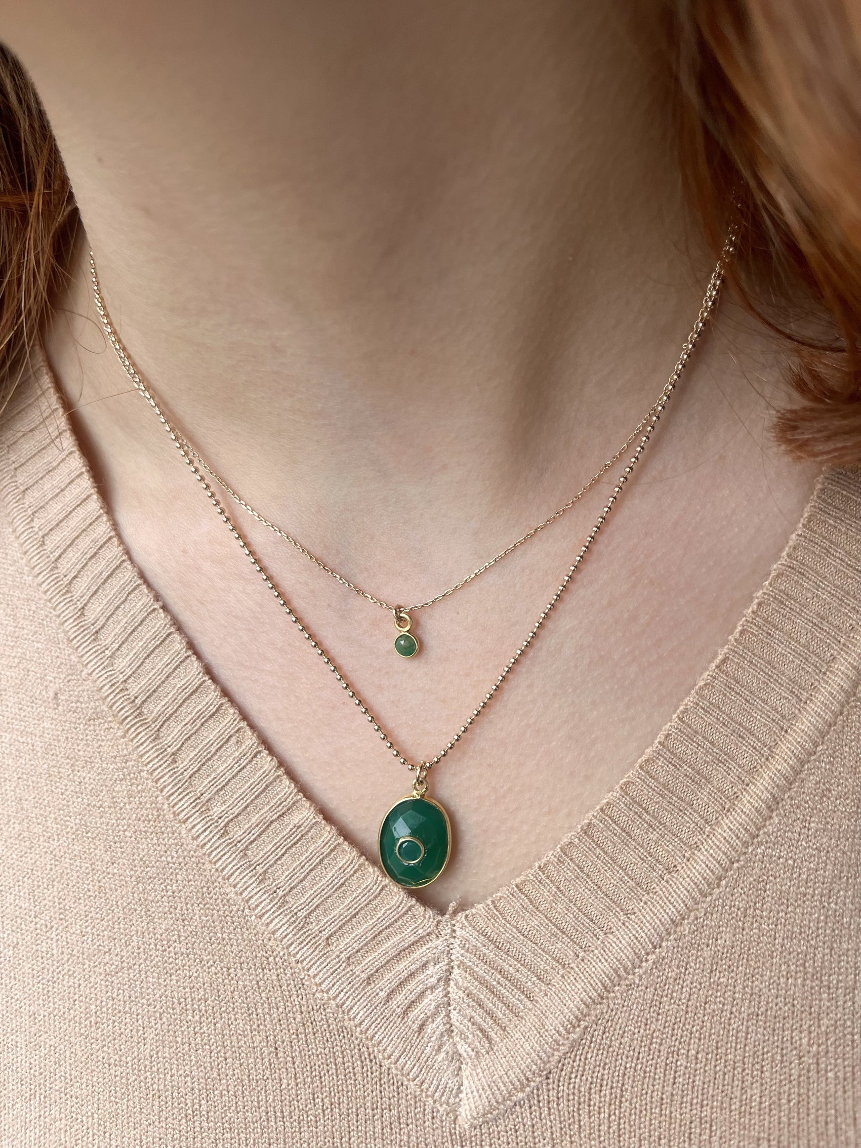 Collier plaqué or julie 11 ONYX VERTE/MALACHITE