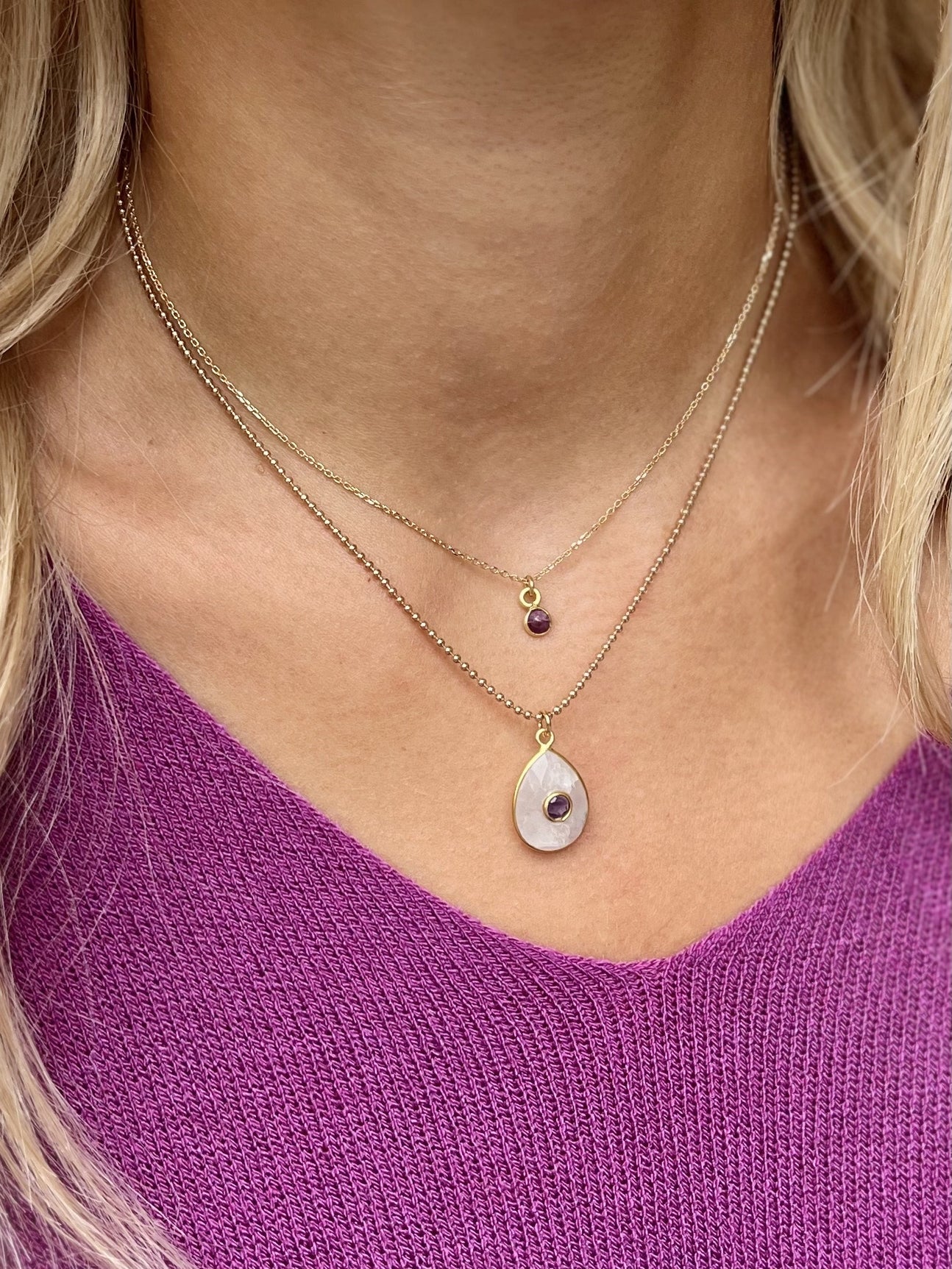 Collier plaqué or julie 11 P. LUNE/AMETHYSTE