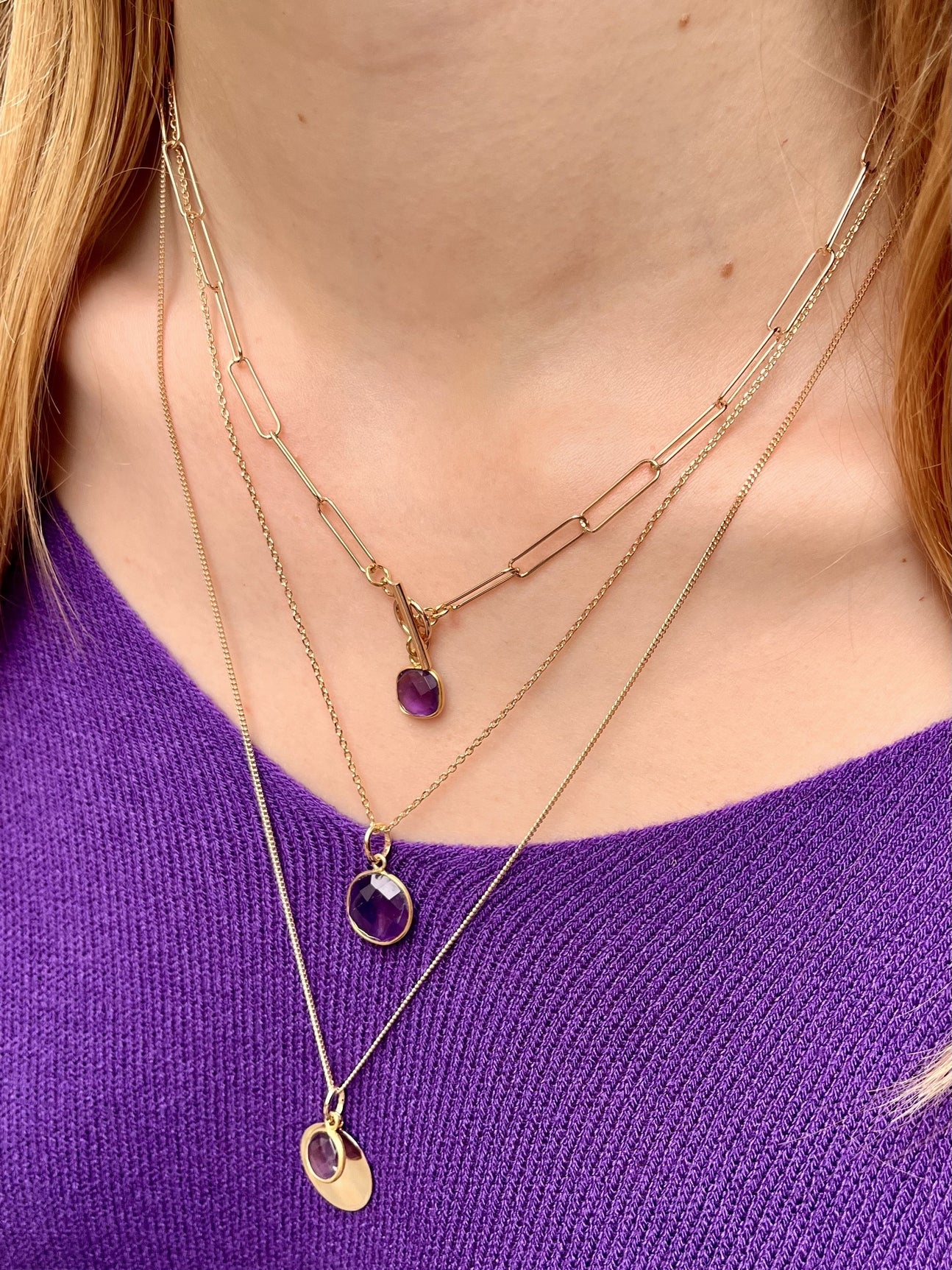 Collier plaqué or julie 4 AMETHYSTE