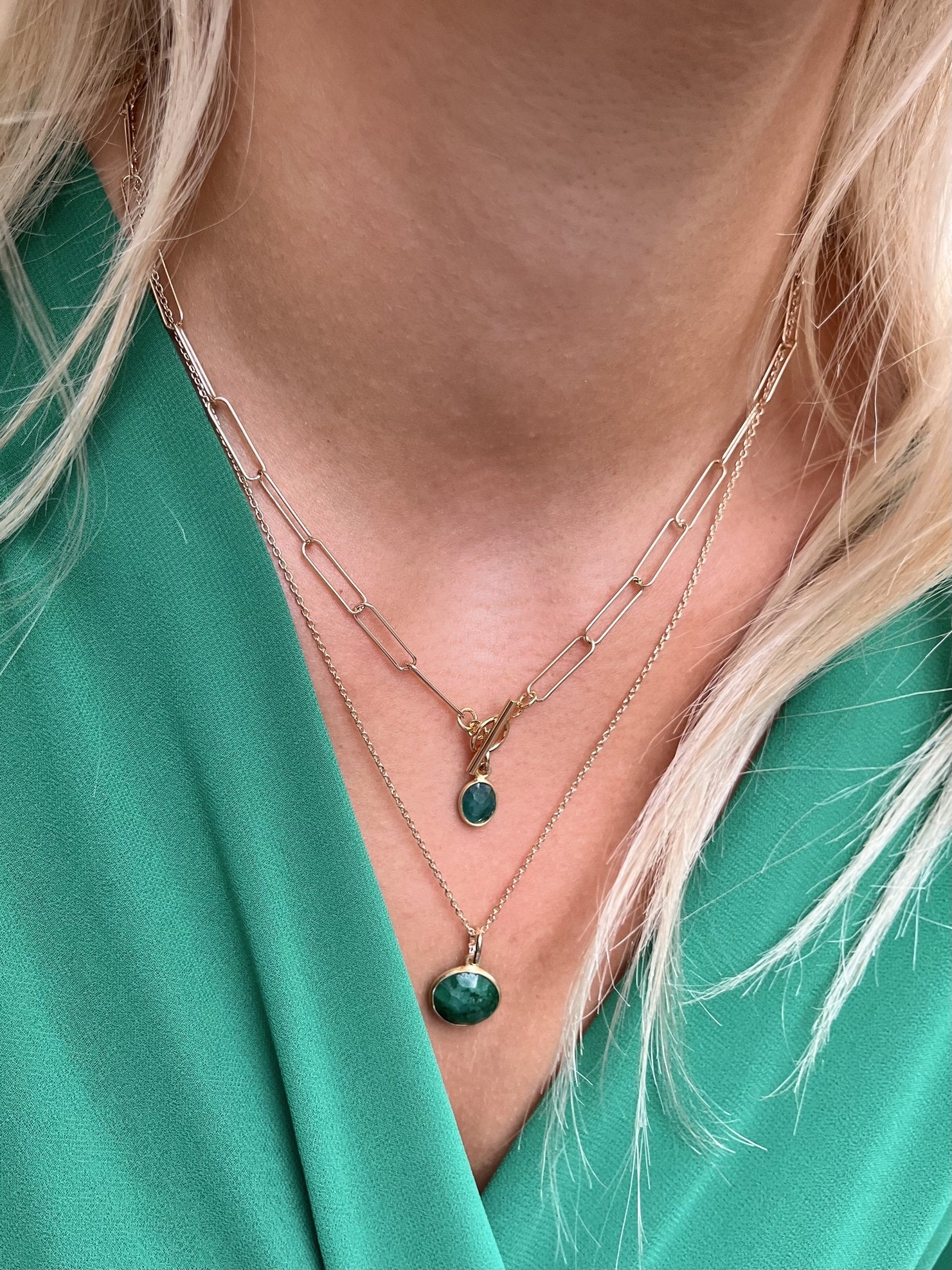 Collier plaqué or julie 4 ONYX VERTE