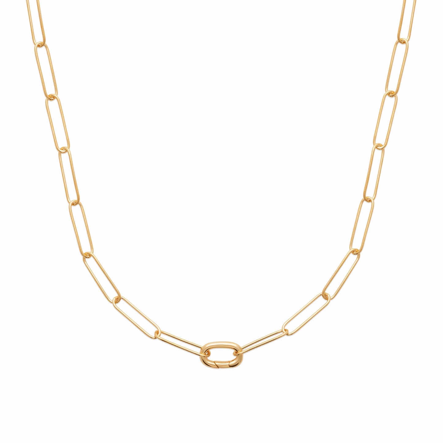 Collier plaqué or & maille trombone & mousqueton