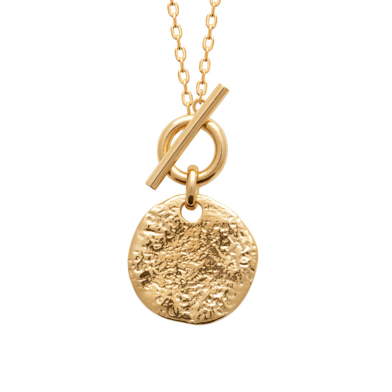 Collier plaqué or & médaille martelé