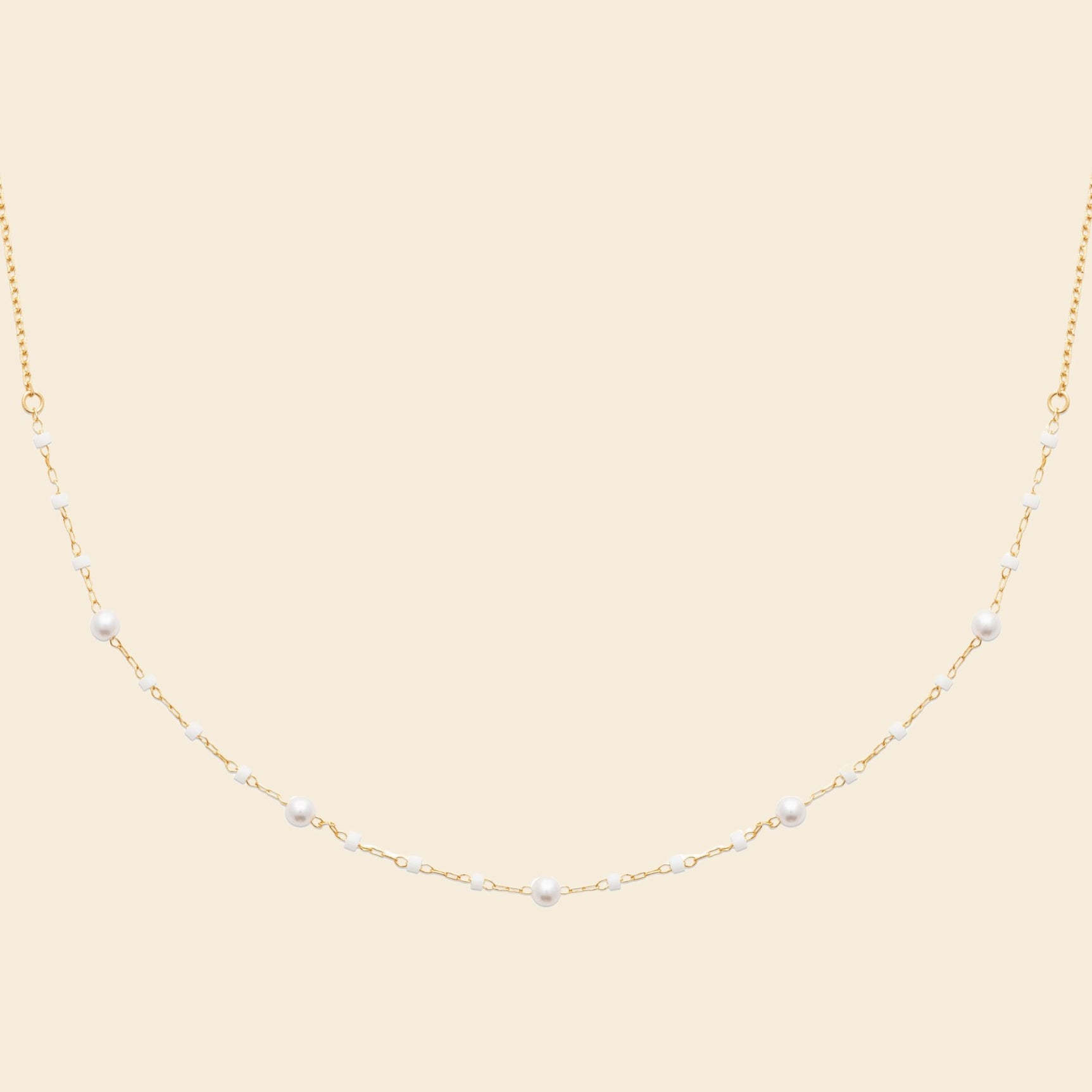 Collier plaqué or - perles fines