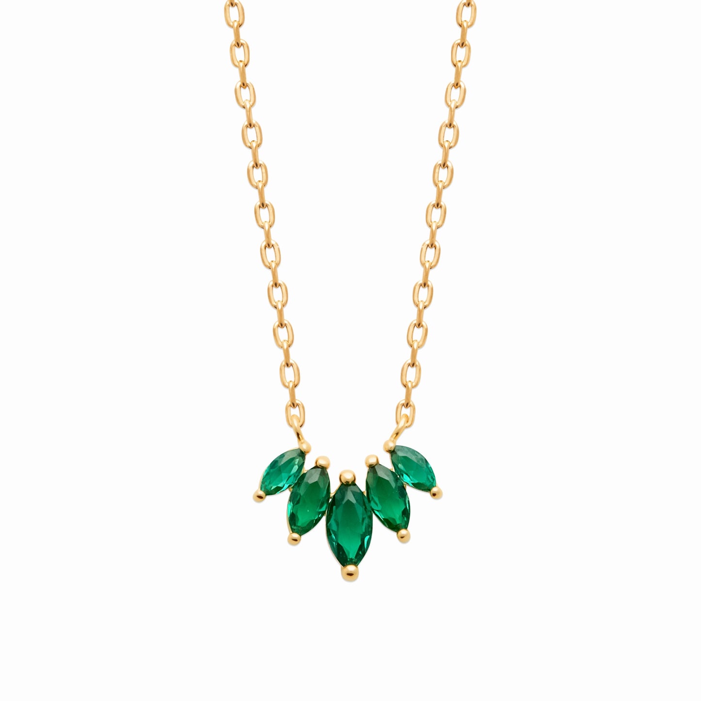 Collier plaqué or & pierres vertes