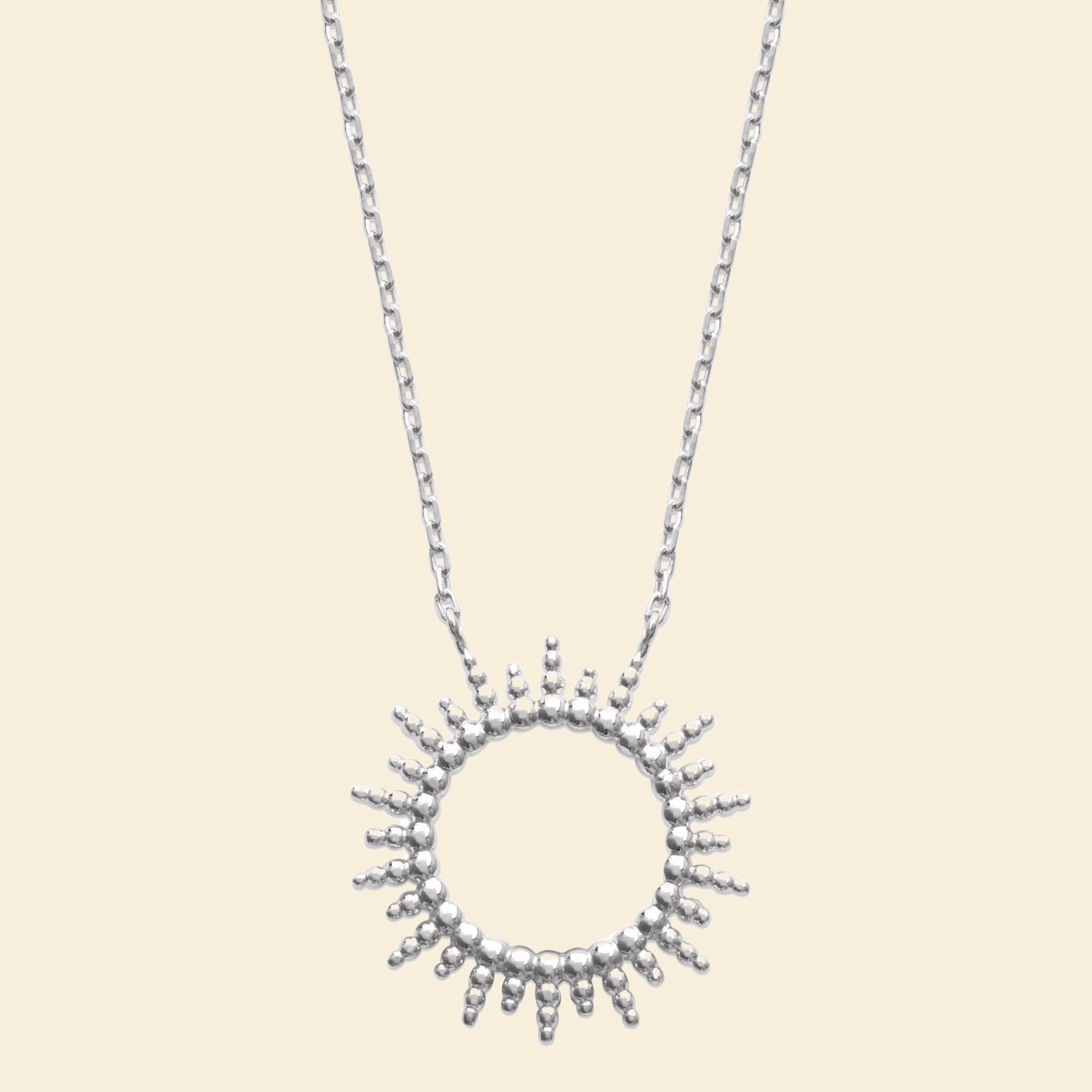 Collier soleil argent rhodié
