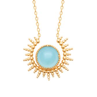Collier soleil plaqué or & agate bleue