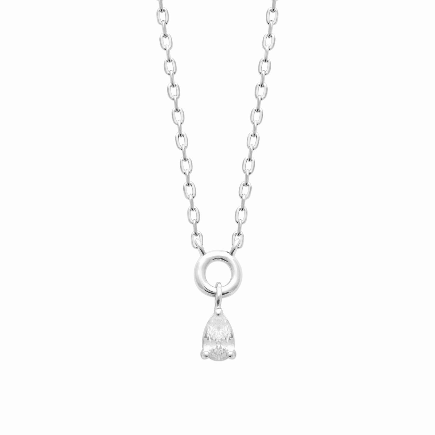 Collier solitaire argent rh