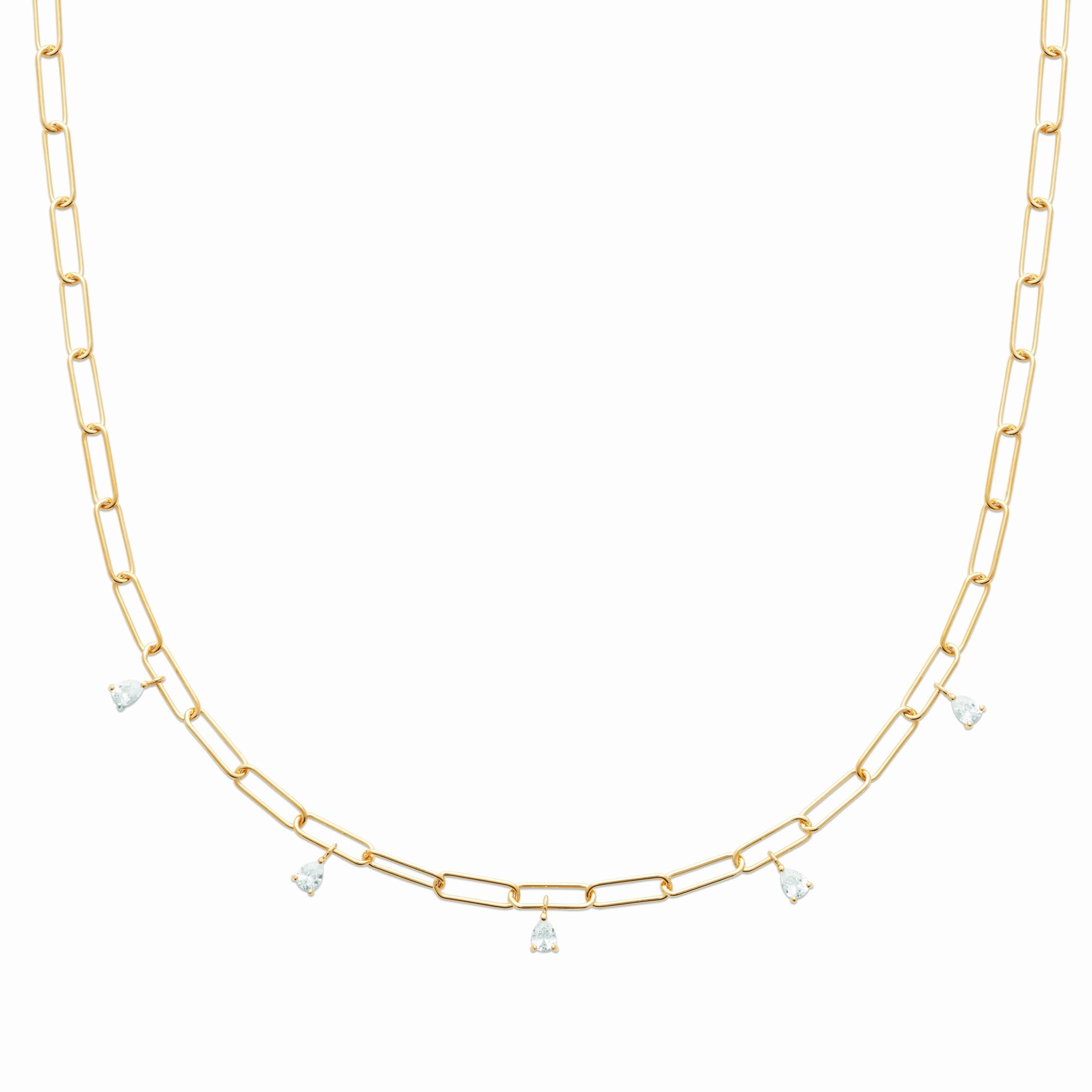 Collier trombone plaqué or & brillants