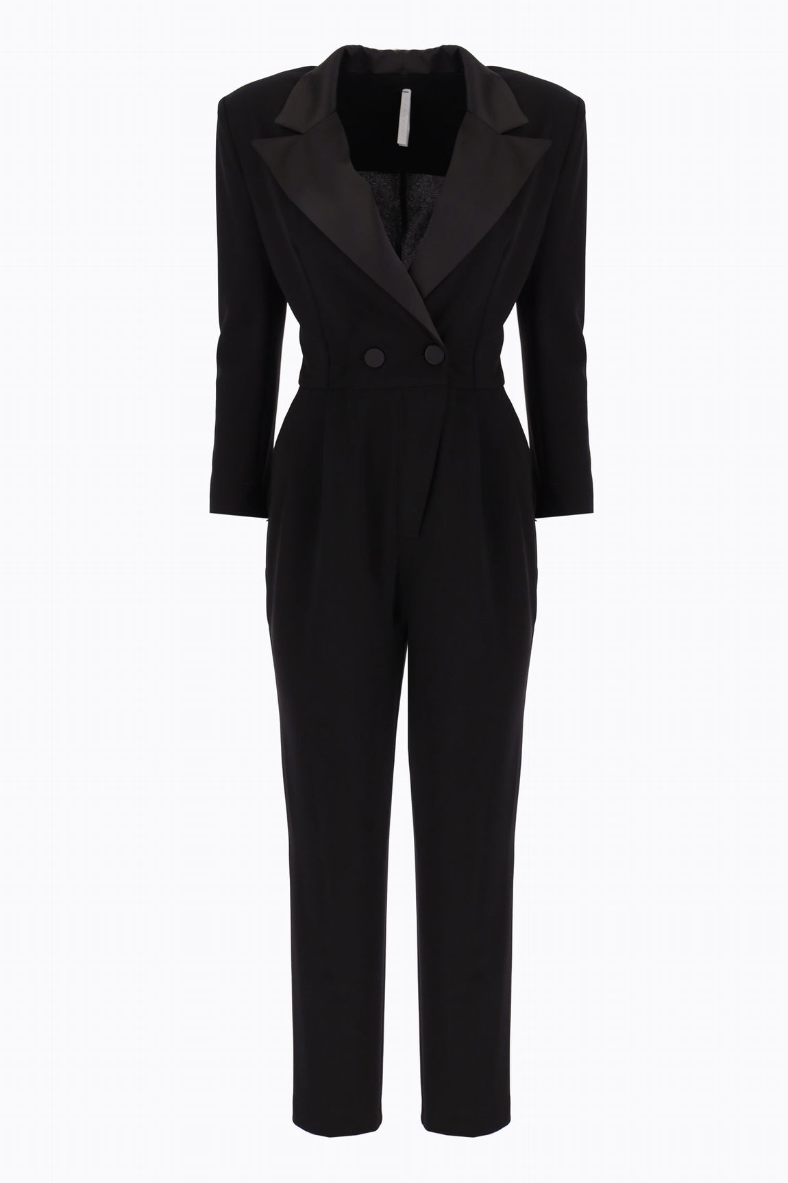 Combinaison pantalon smoking & revers satin NERO