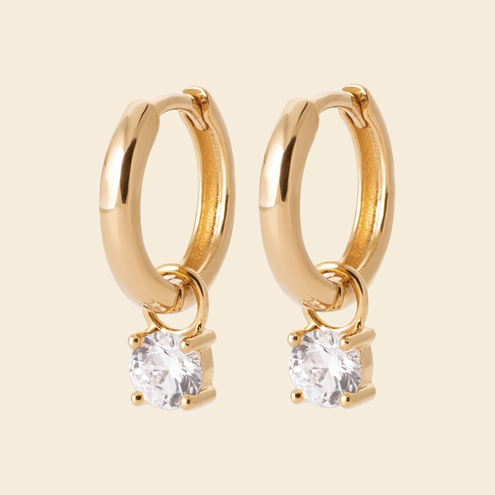 Créoles 12 mm plaqué or zircon