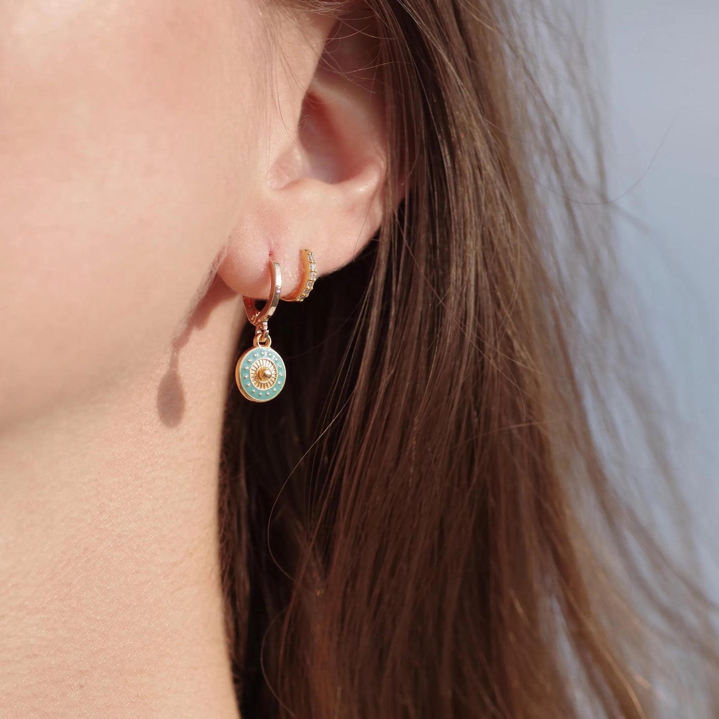 Créoles acier doré Mafalda 1 TURQUOISE