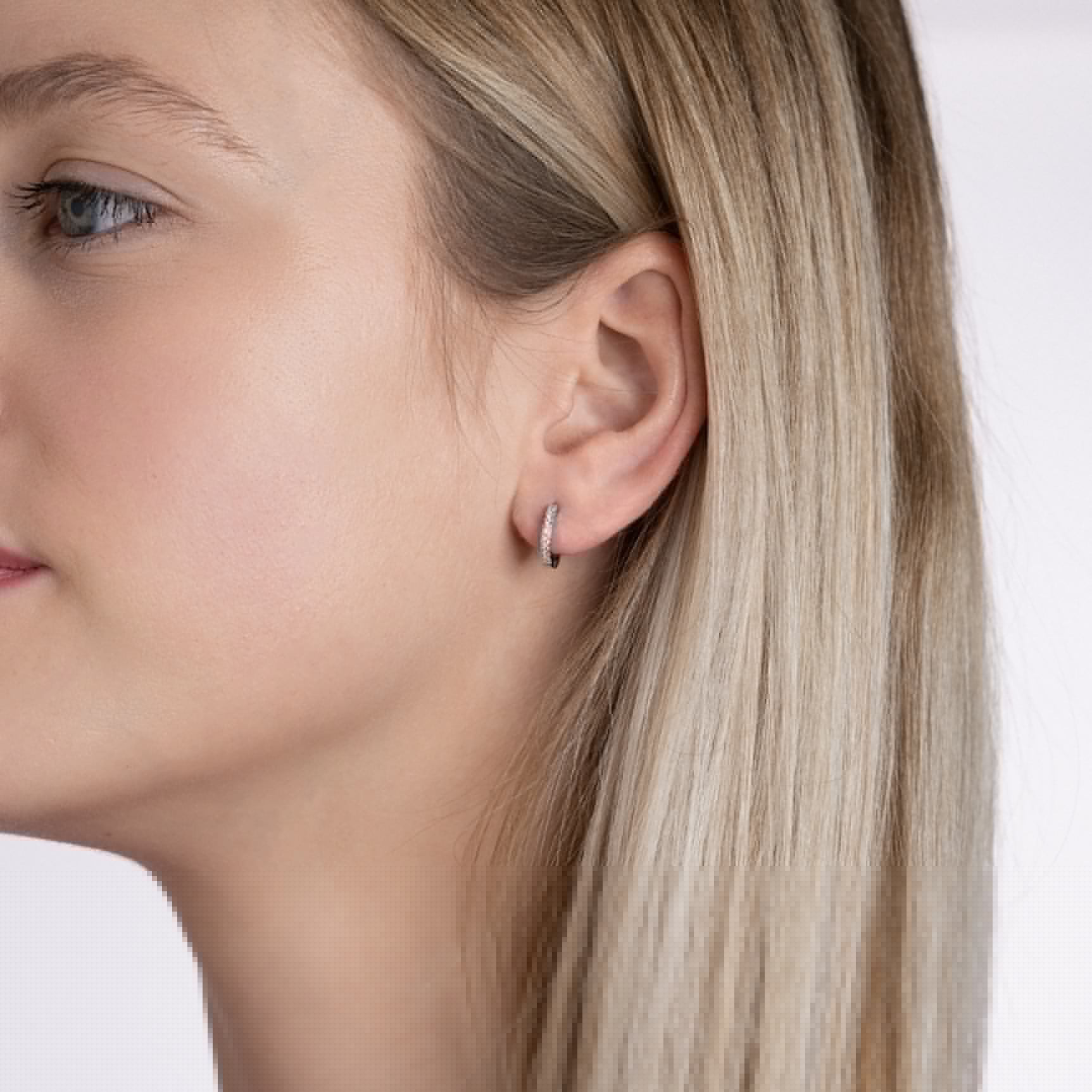 Créoles argent rhodié & brillants