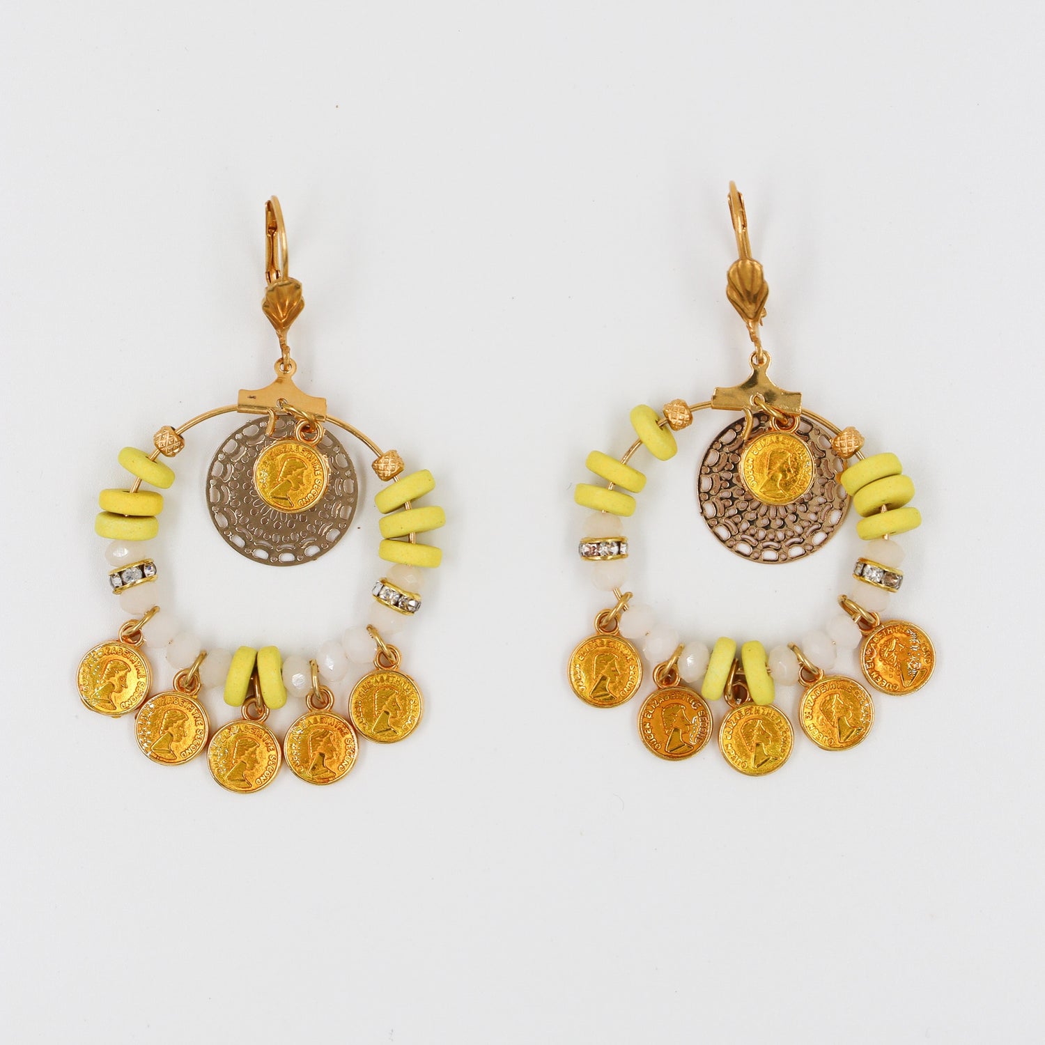 Créoles dorées médailles J&