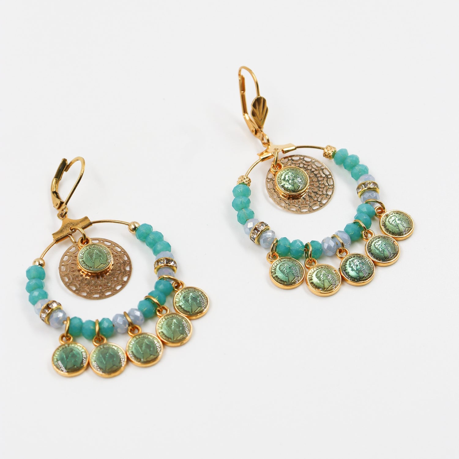 Créoles dorées médailles J&