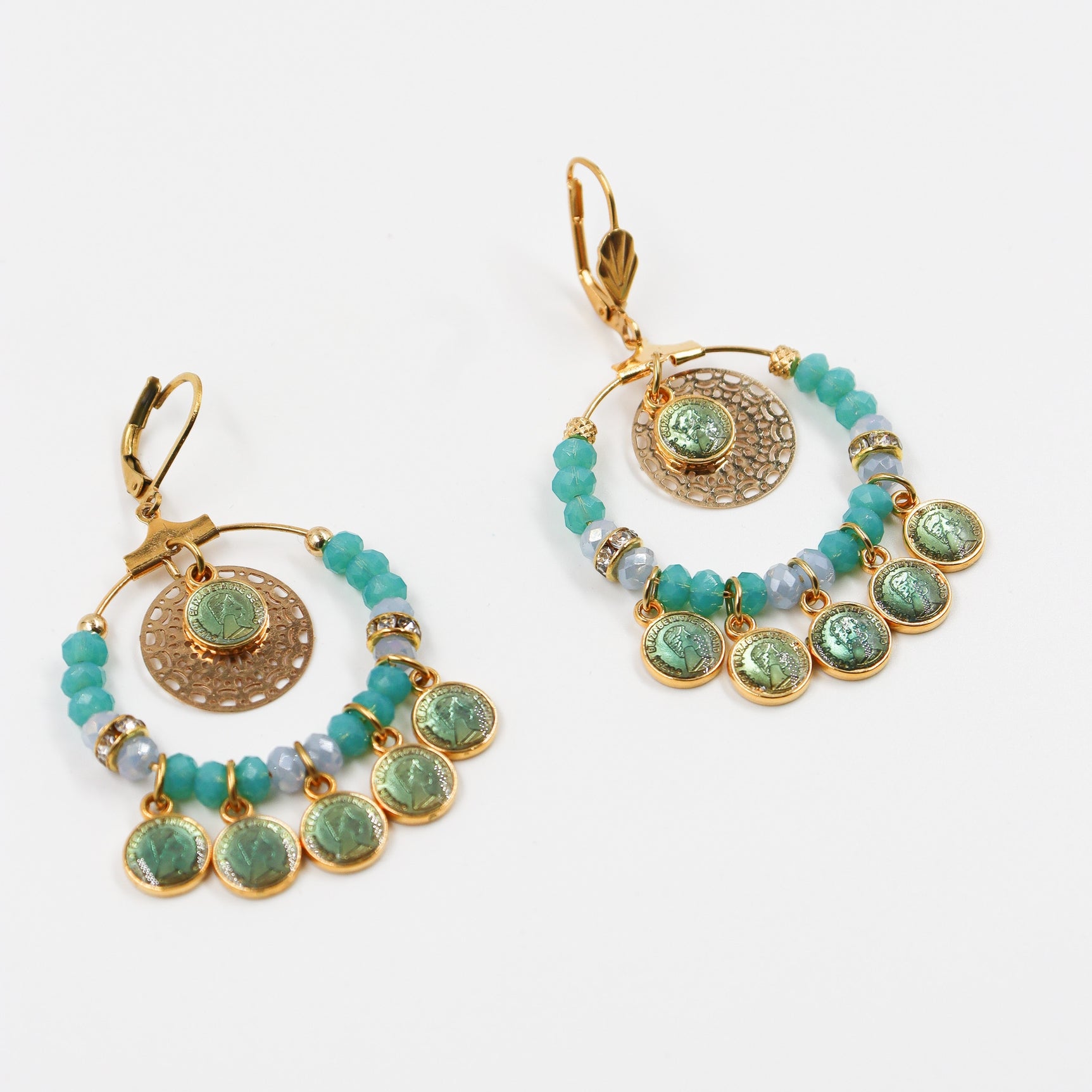 Créoles dorées médailles J&