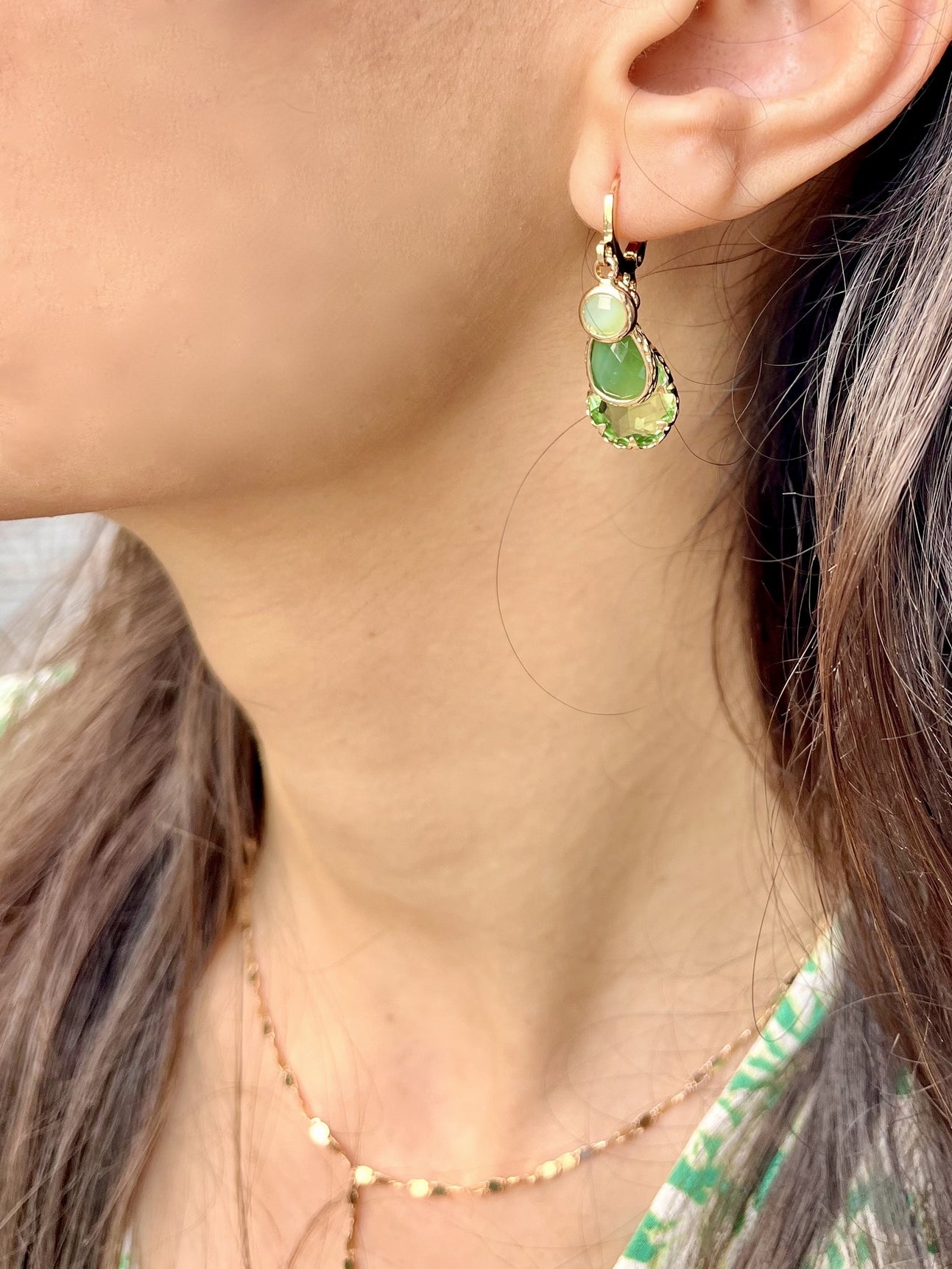 Créoles dorées Sandrine VERT