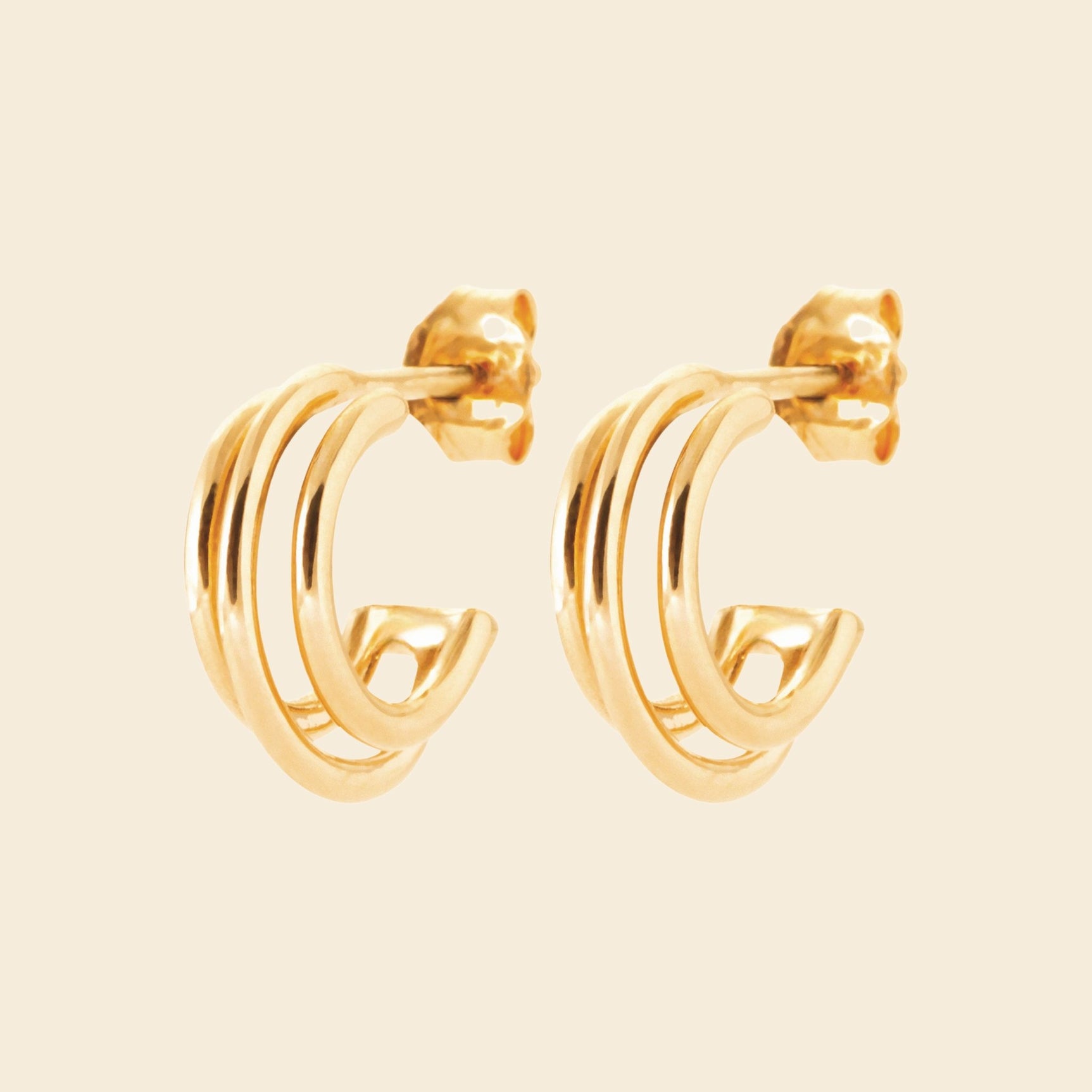 Créoles plaqué or - triples anneaux