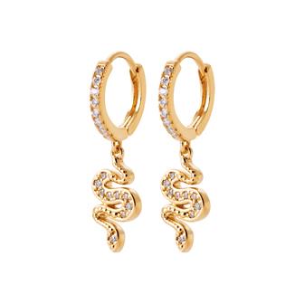 Créoles serpent plaqué or & brillants