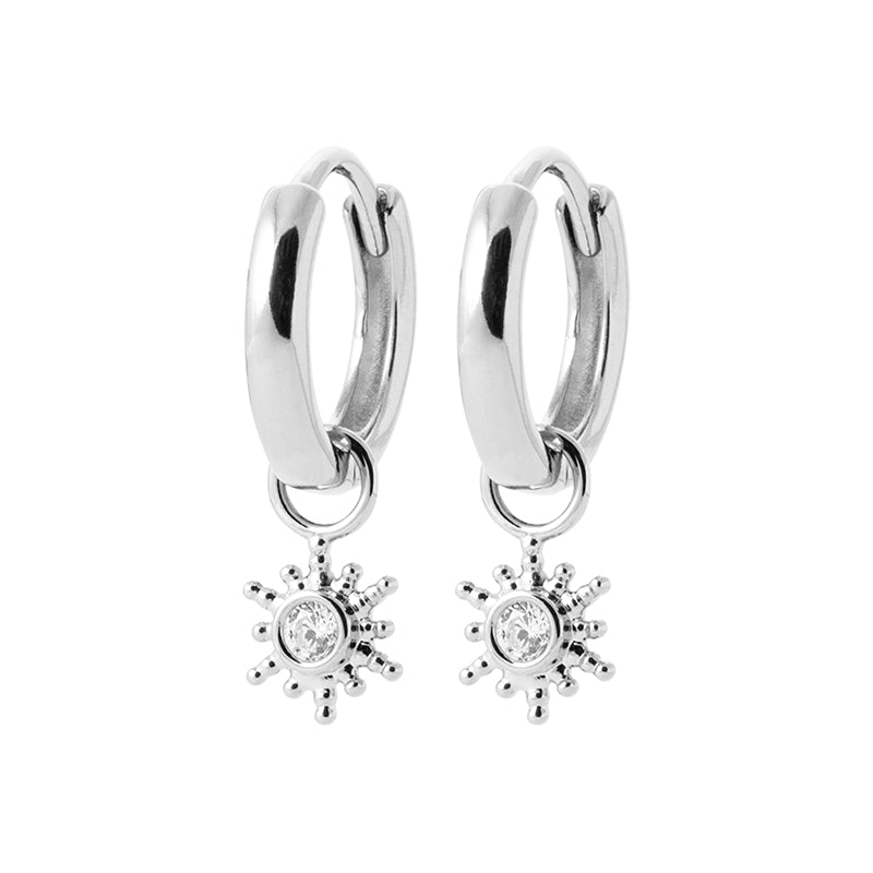 Créoles soleil argent rhodié & brillants