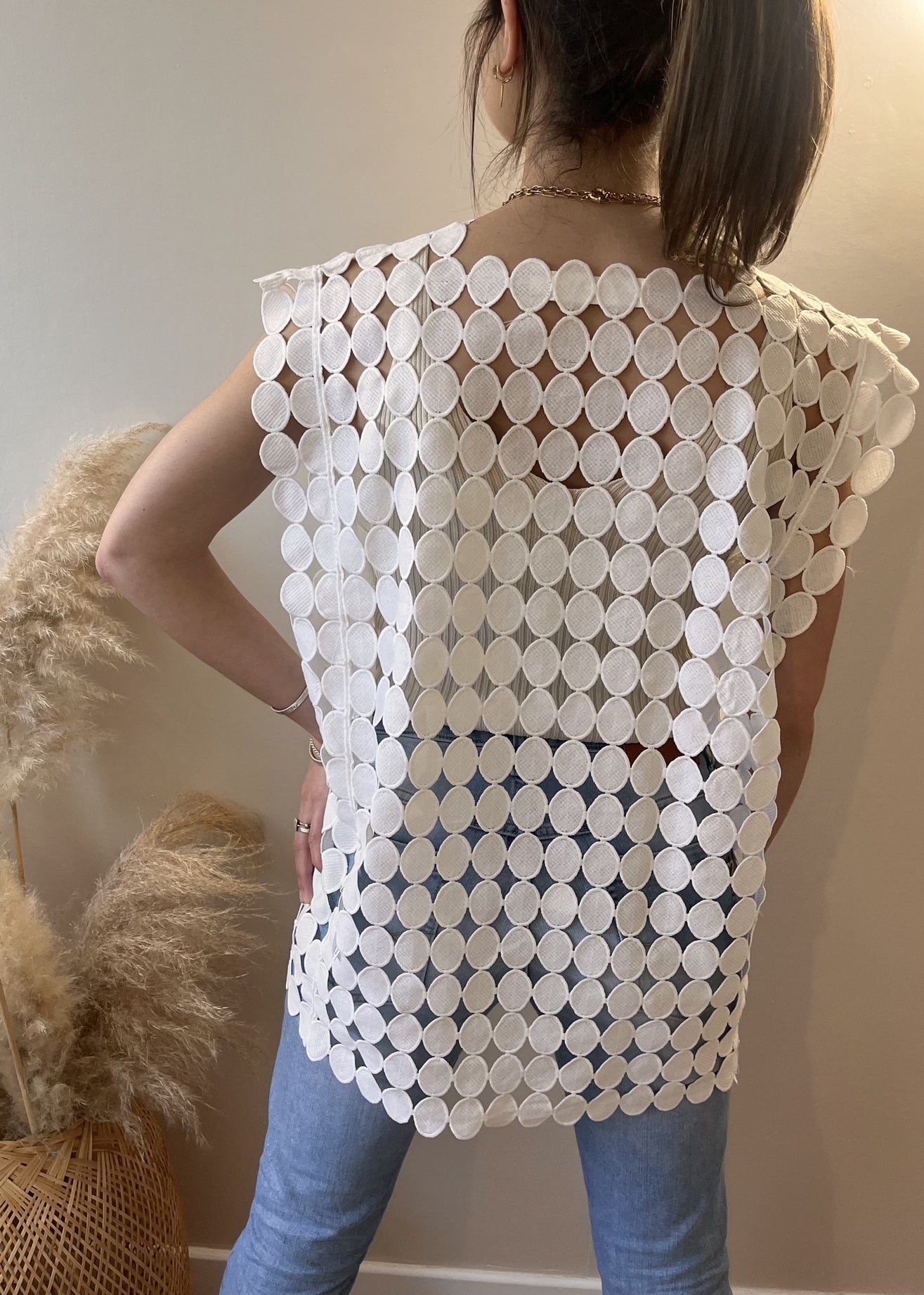 Crop top ajouré BLANC