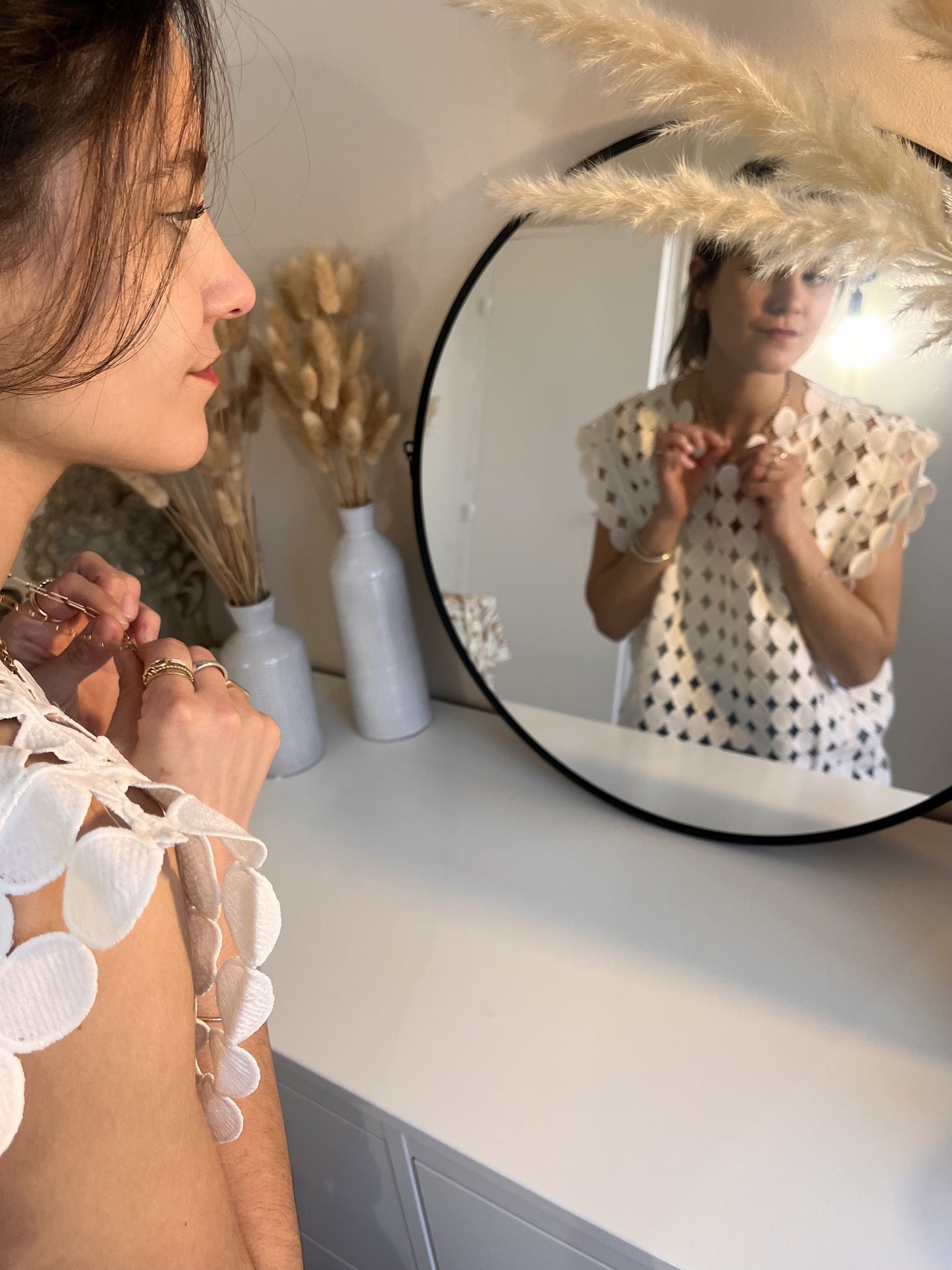 Crop top ajouré BLANC