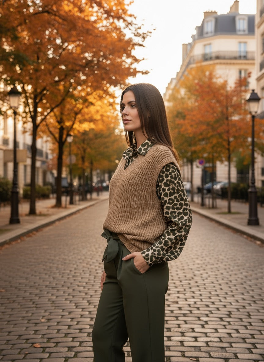 Débardeur col v Marcel CAMEL