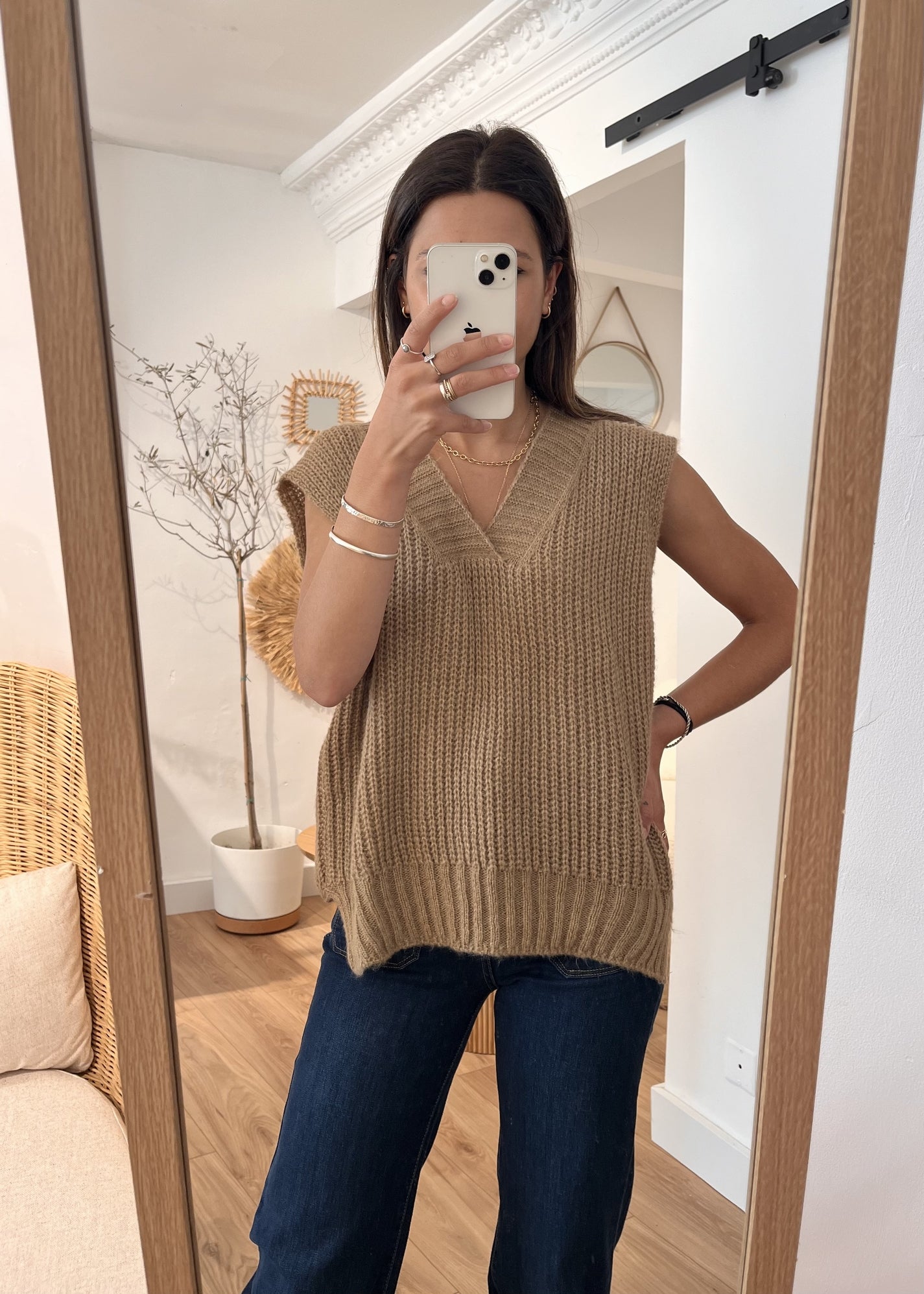 Débardeur col v Marcel CAMEL