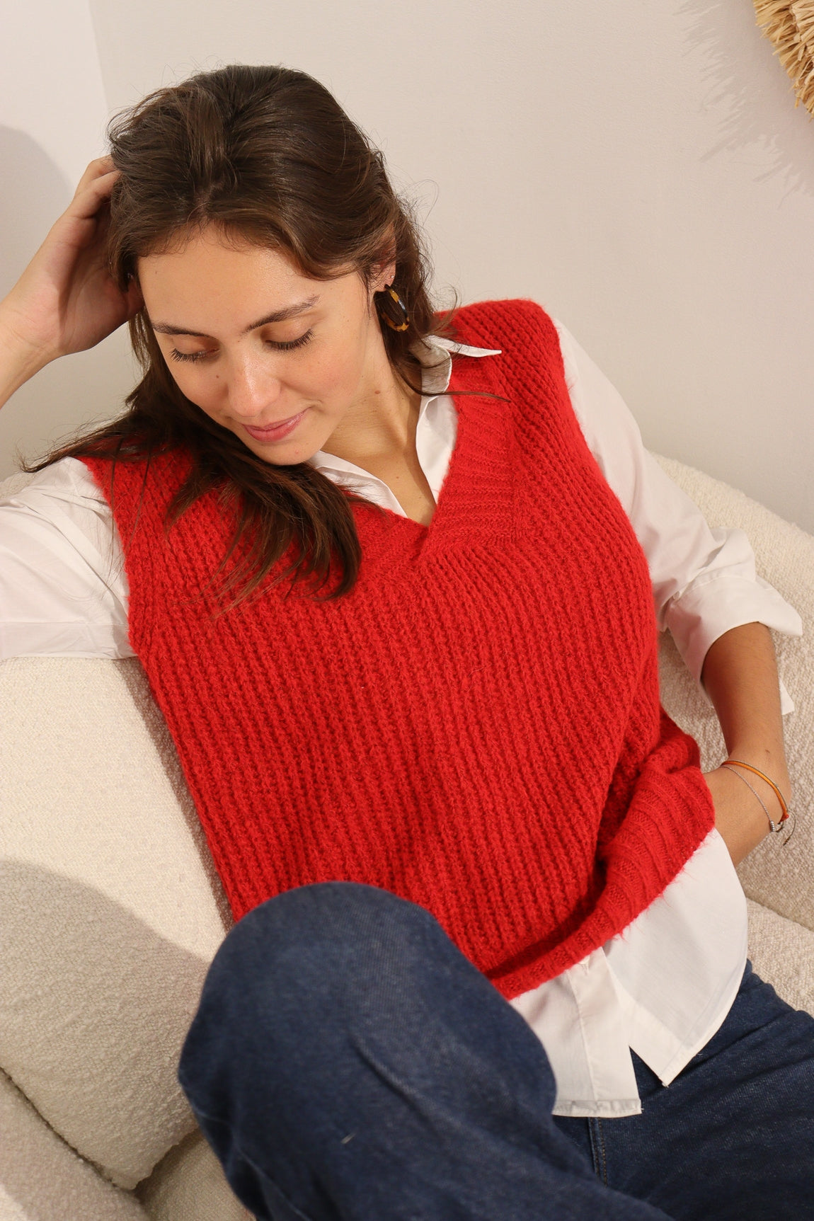 Débardeur col v Marcel ROUGE