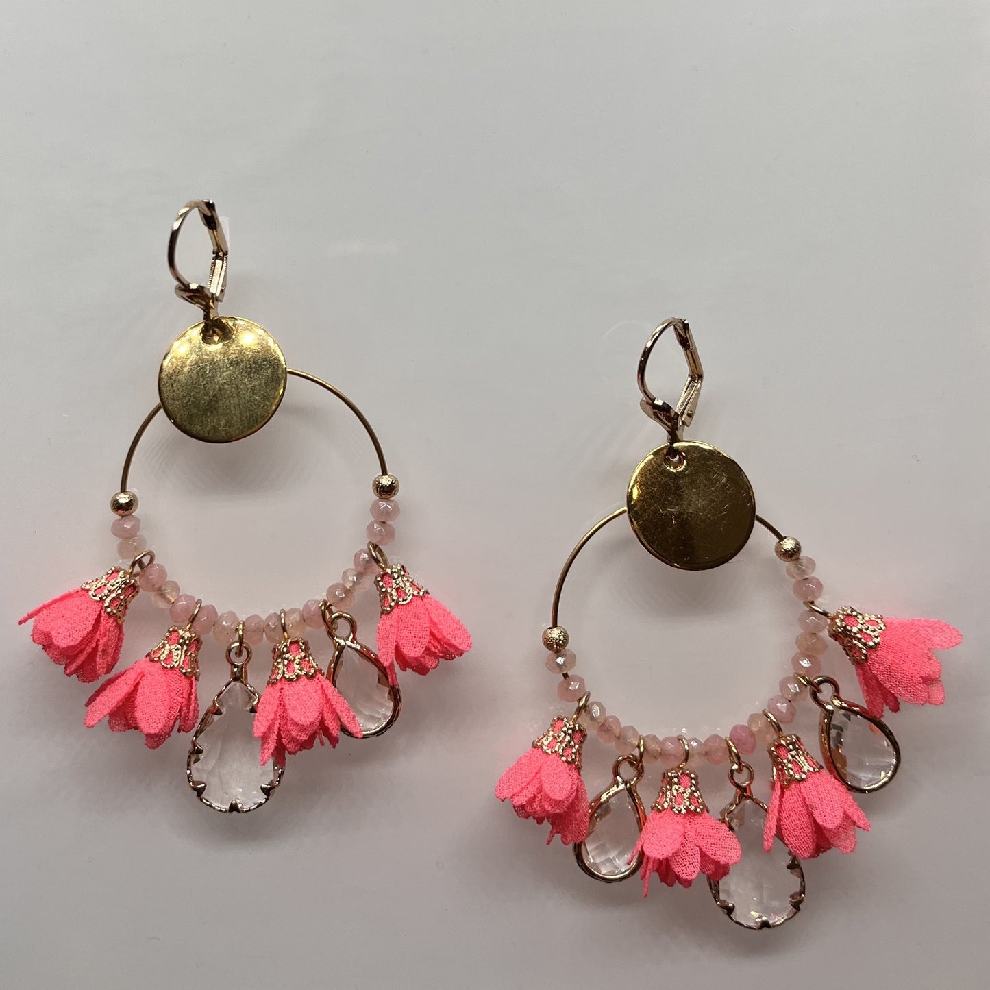 Dormeuses acier doré Bali FRAMBOISE